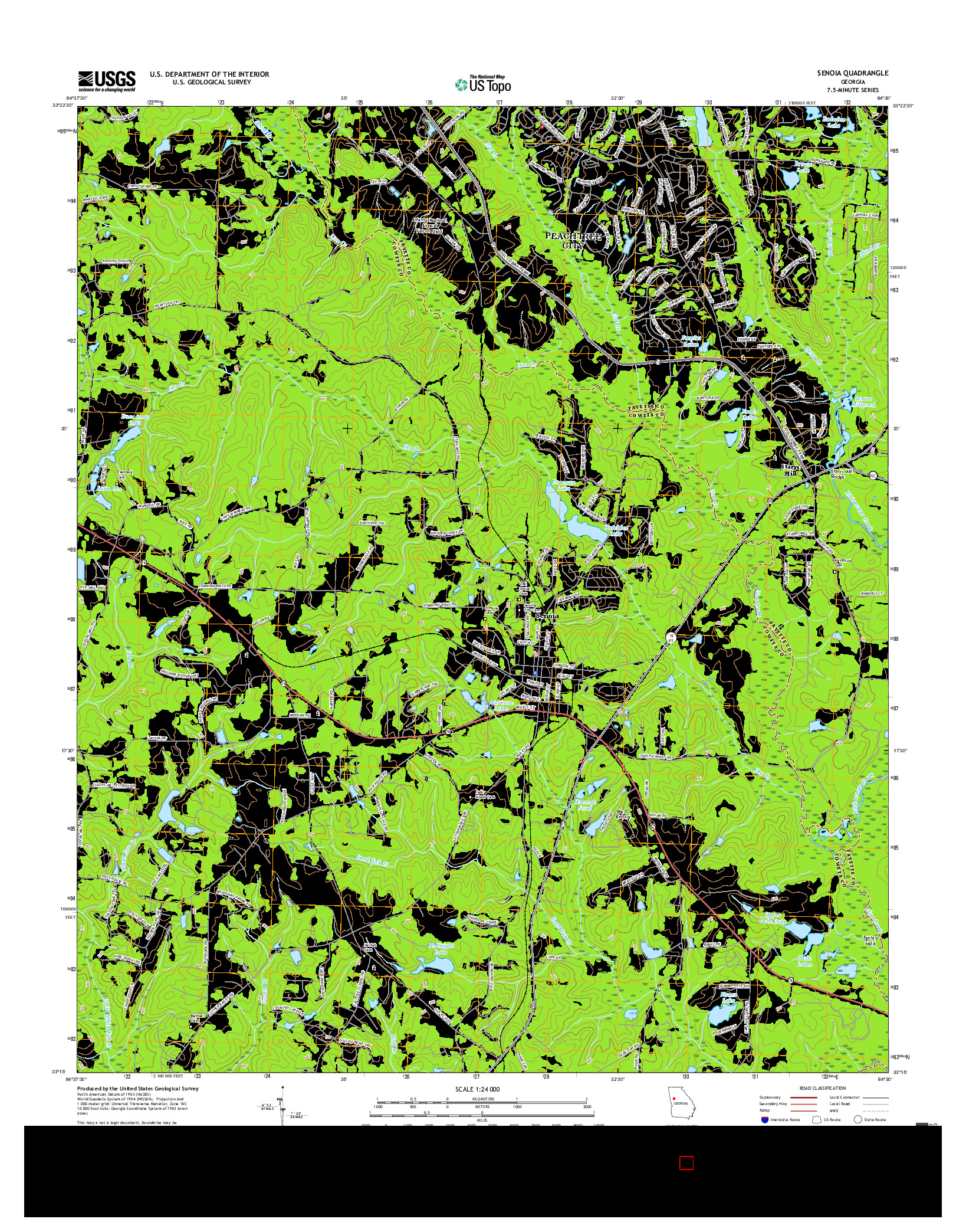 USGS US TOPO 7.5-MINUTE MAP FOR SENOIA, GA 2017