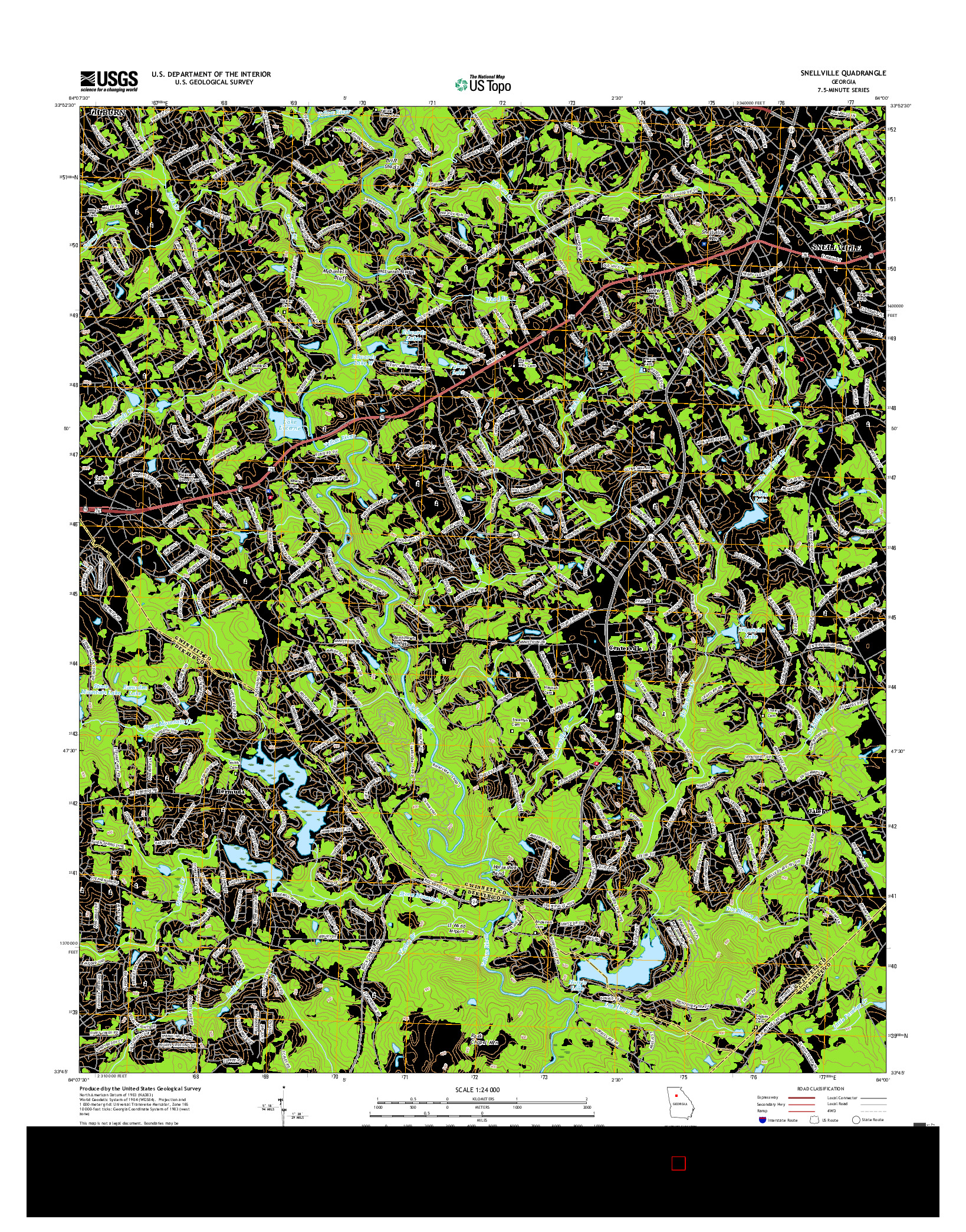 USGS US TOPO 7.5-MINUTE MAP FOR SNELLVILLE, GA 2017