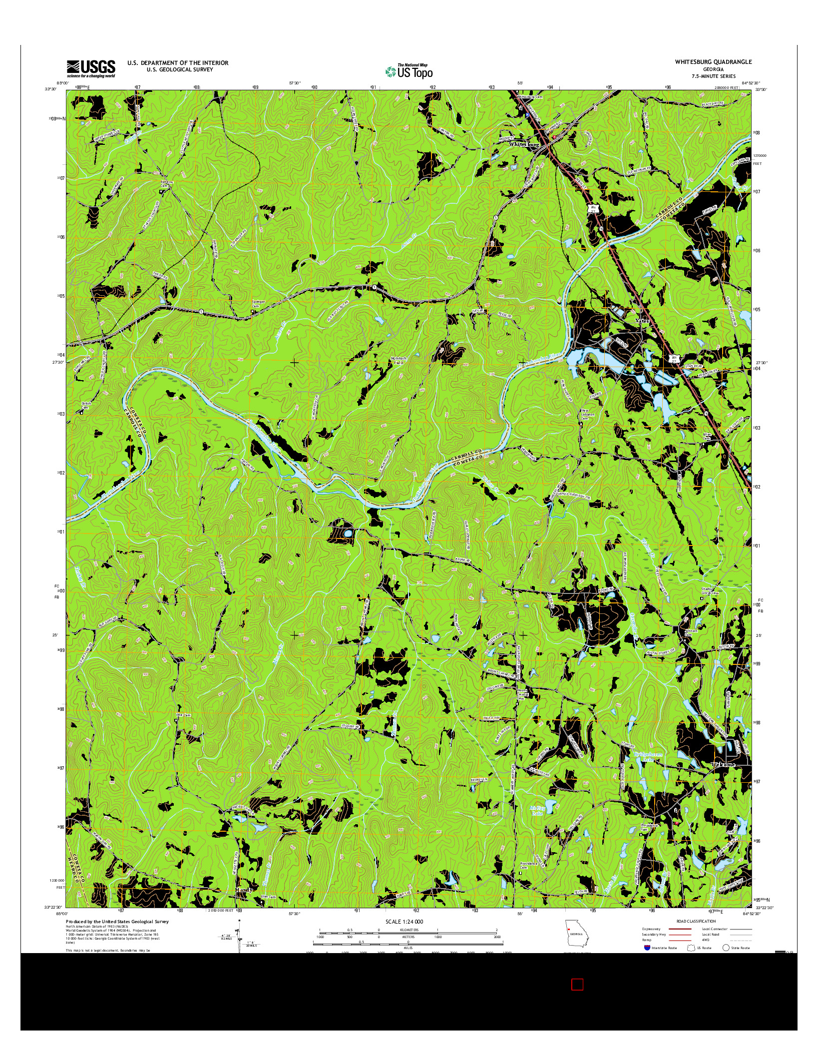 USGS US TOPO 7.5-MINUTE MAP FOR WHITESBURG, GA 2017