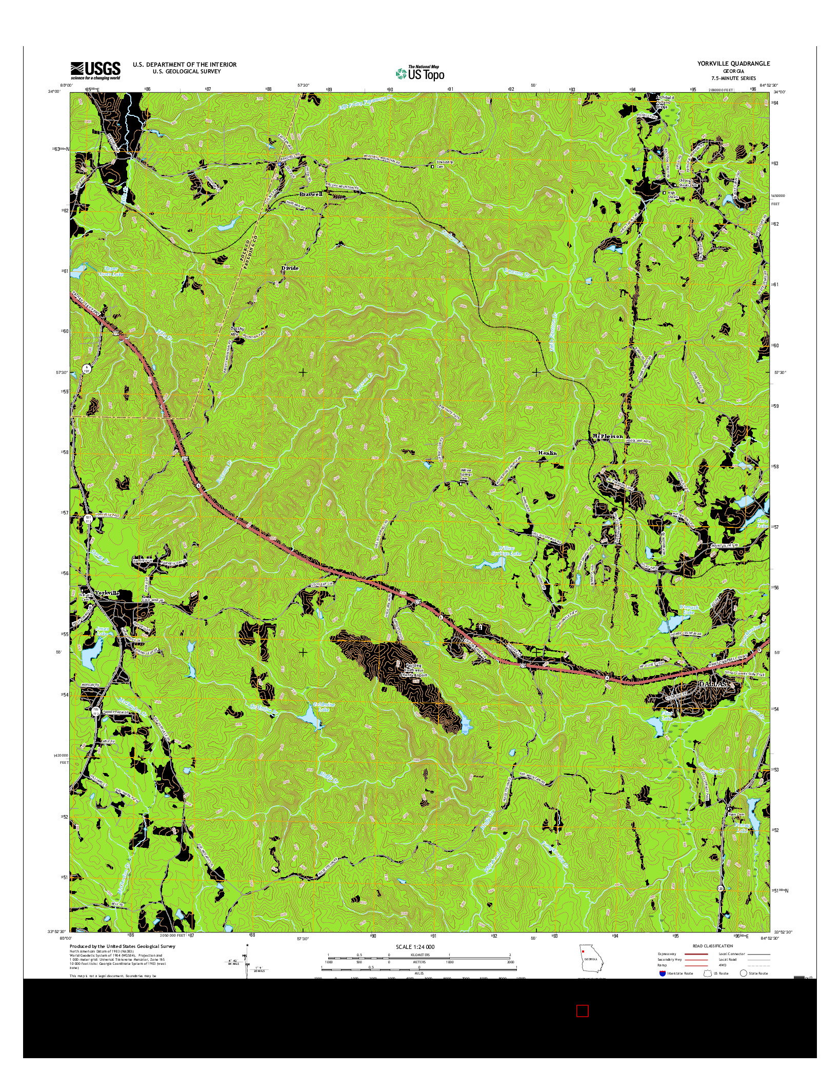 USGS US TOPO 7.5-MINUTE MAP FOR YORKVILLE, GA 2017