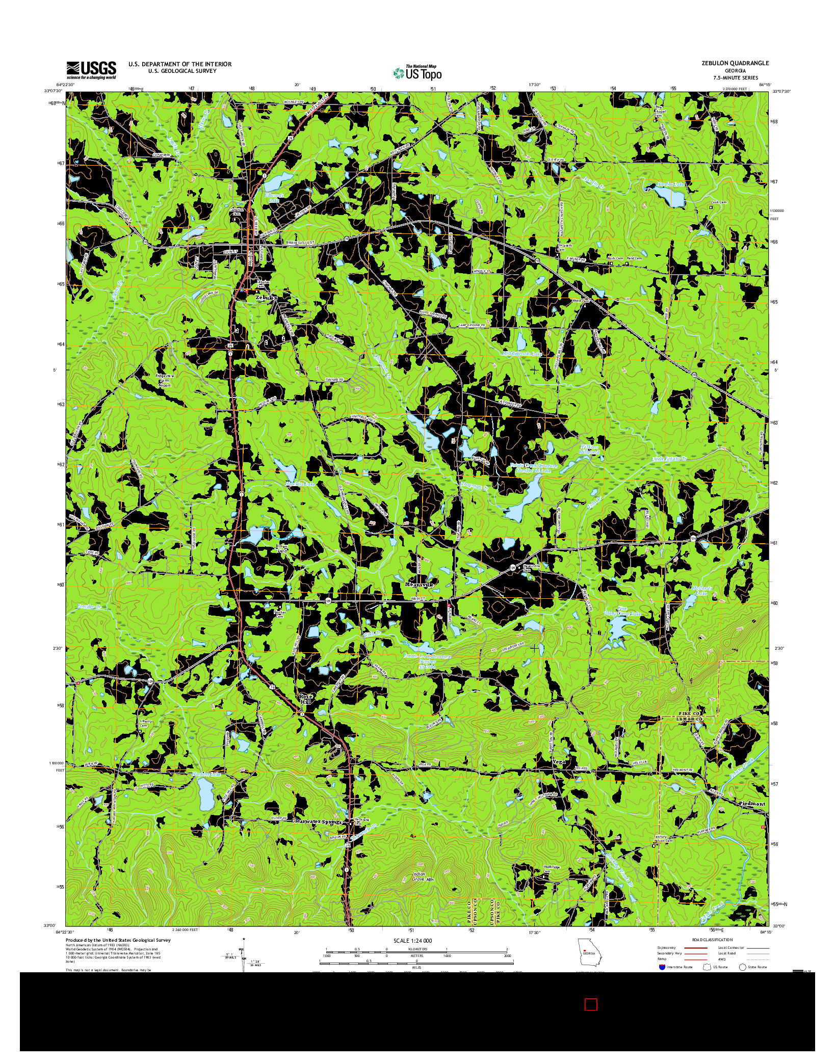 USGS US TOPO 7.5-MINUTE MAP FOR ZEBULON, GA 2017