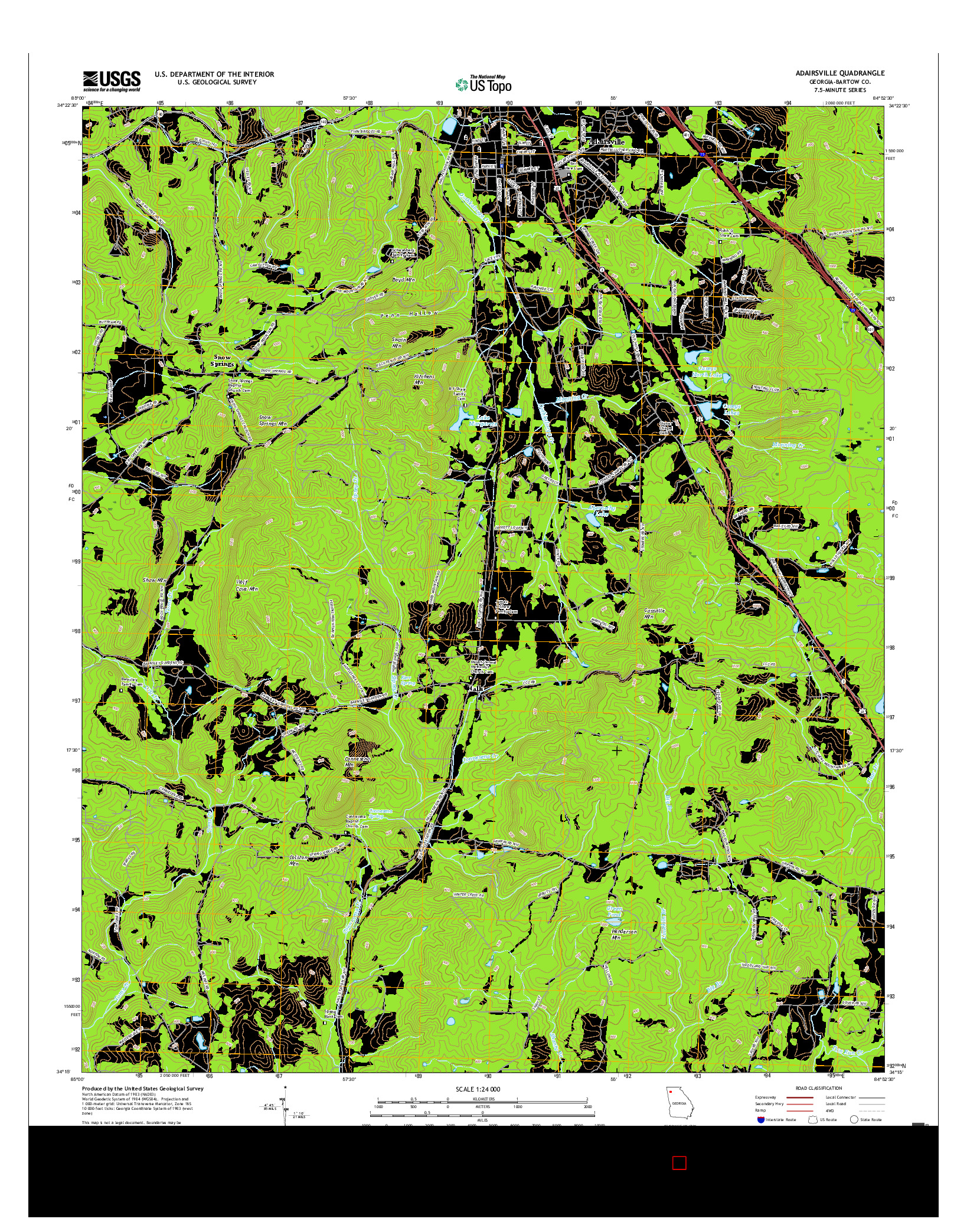 USGS US TOPO 7.5-MINUTE MAP FOR ADAIRSVILLE, GA 2017