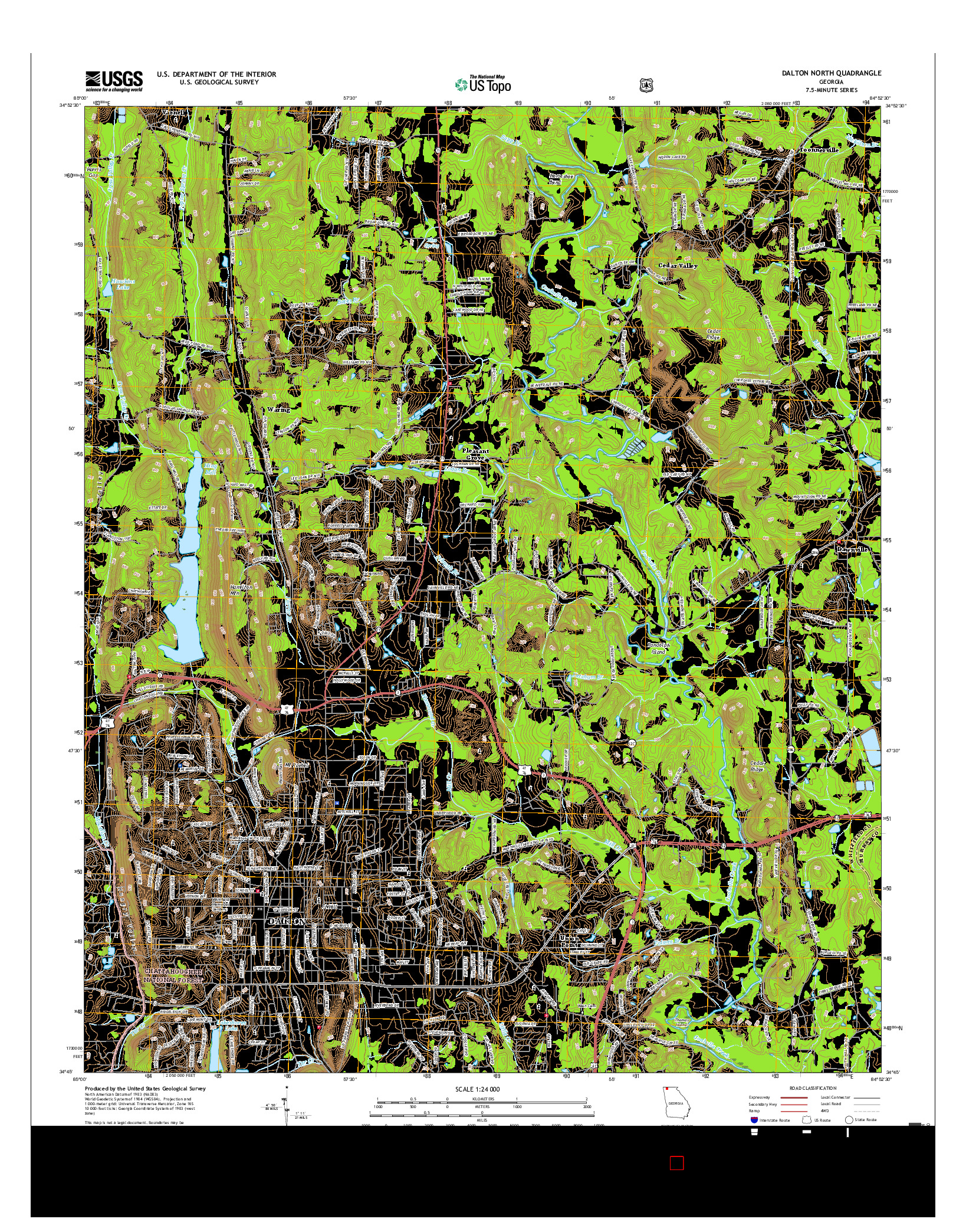 USGS US TOPO 7.5-MINUTE MAP FOR DALTON NORTH, GA 2017