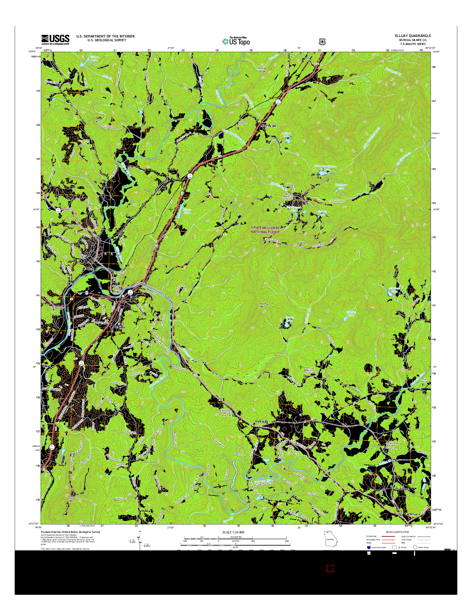 USGS US TOPO 7.5-MINUTE MAP FOR ELLIJAY, GA 2017