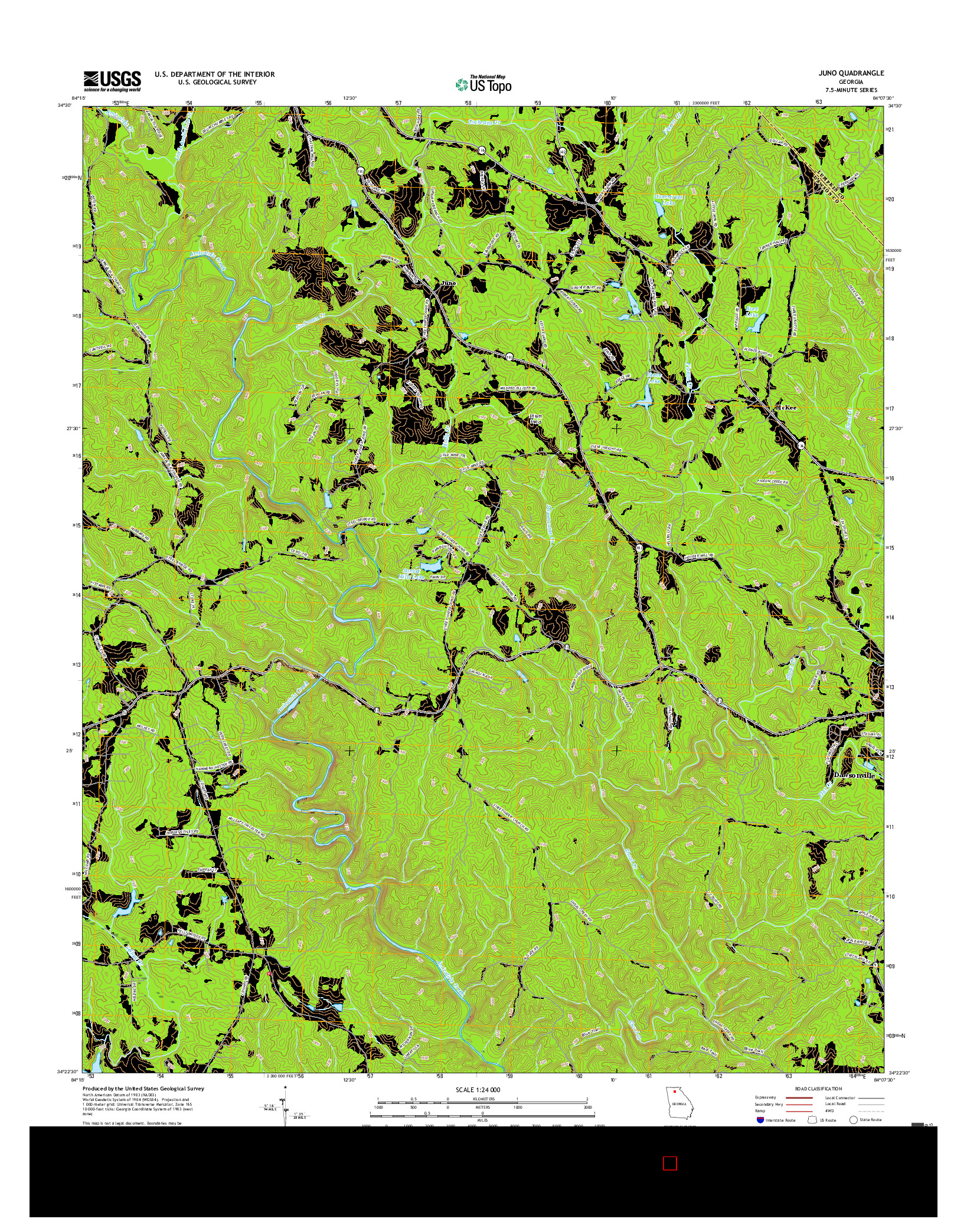 USGS US TOPO 7.5-MINUTE MAP FOR JUNO, GA 2017