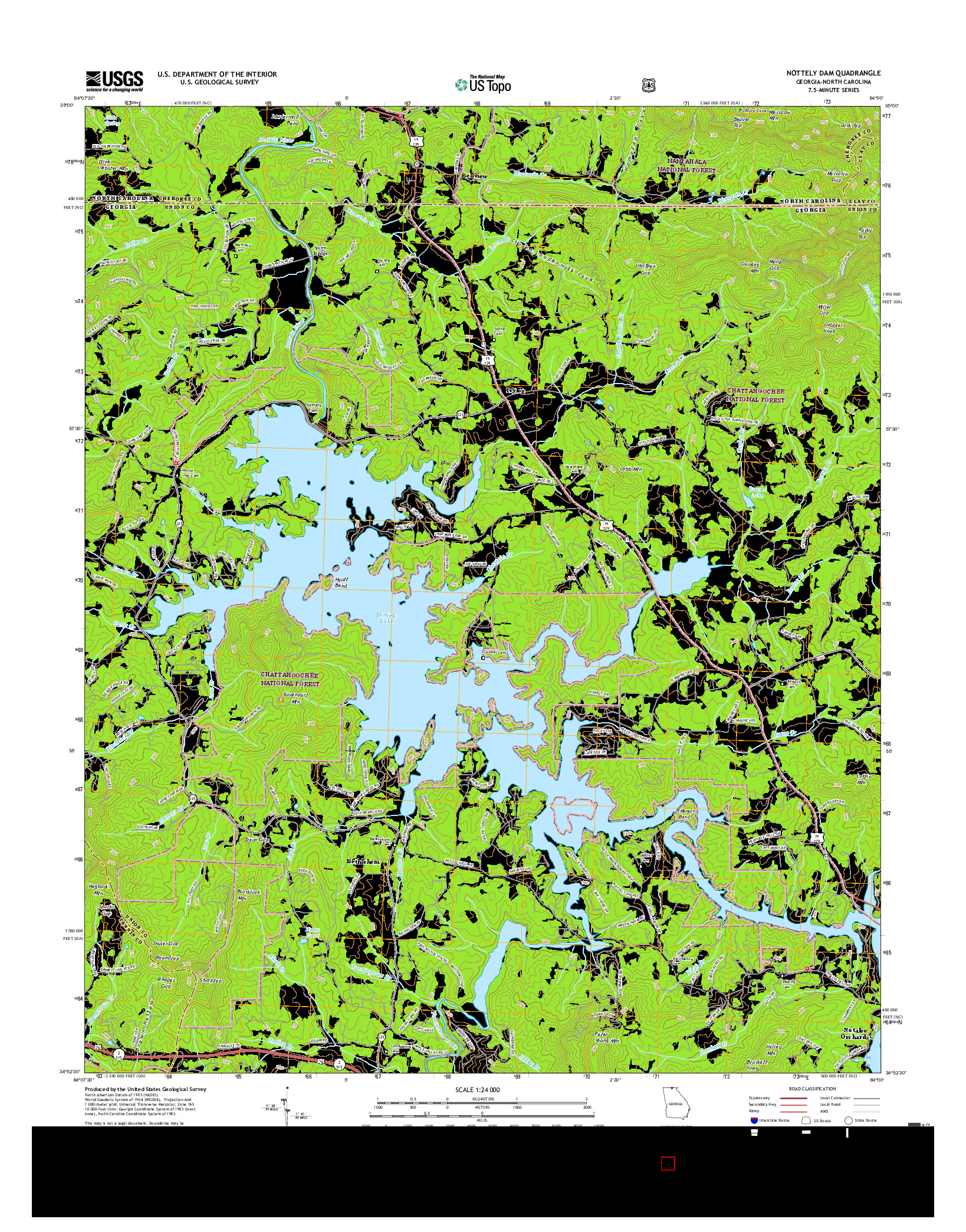 USGS US TOPO 7.5-MINUTE MAP FOR NOTTELY DAM, GA-NC 2017