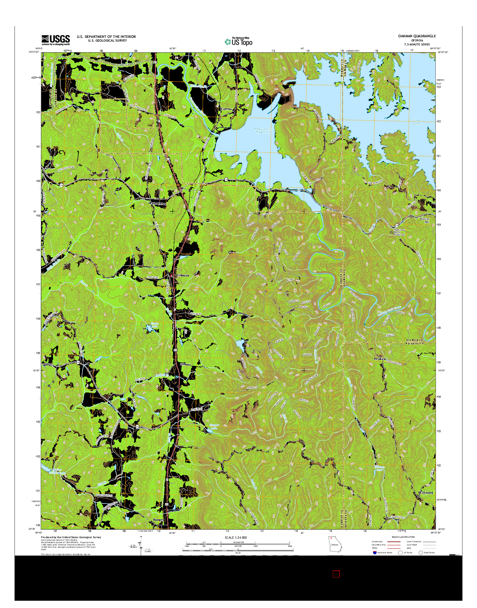 USGS US TOPO 7.5-MINUTE MAP FOR OAKMAN, GA 2017