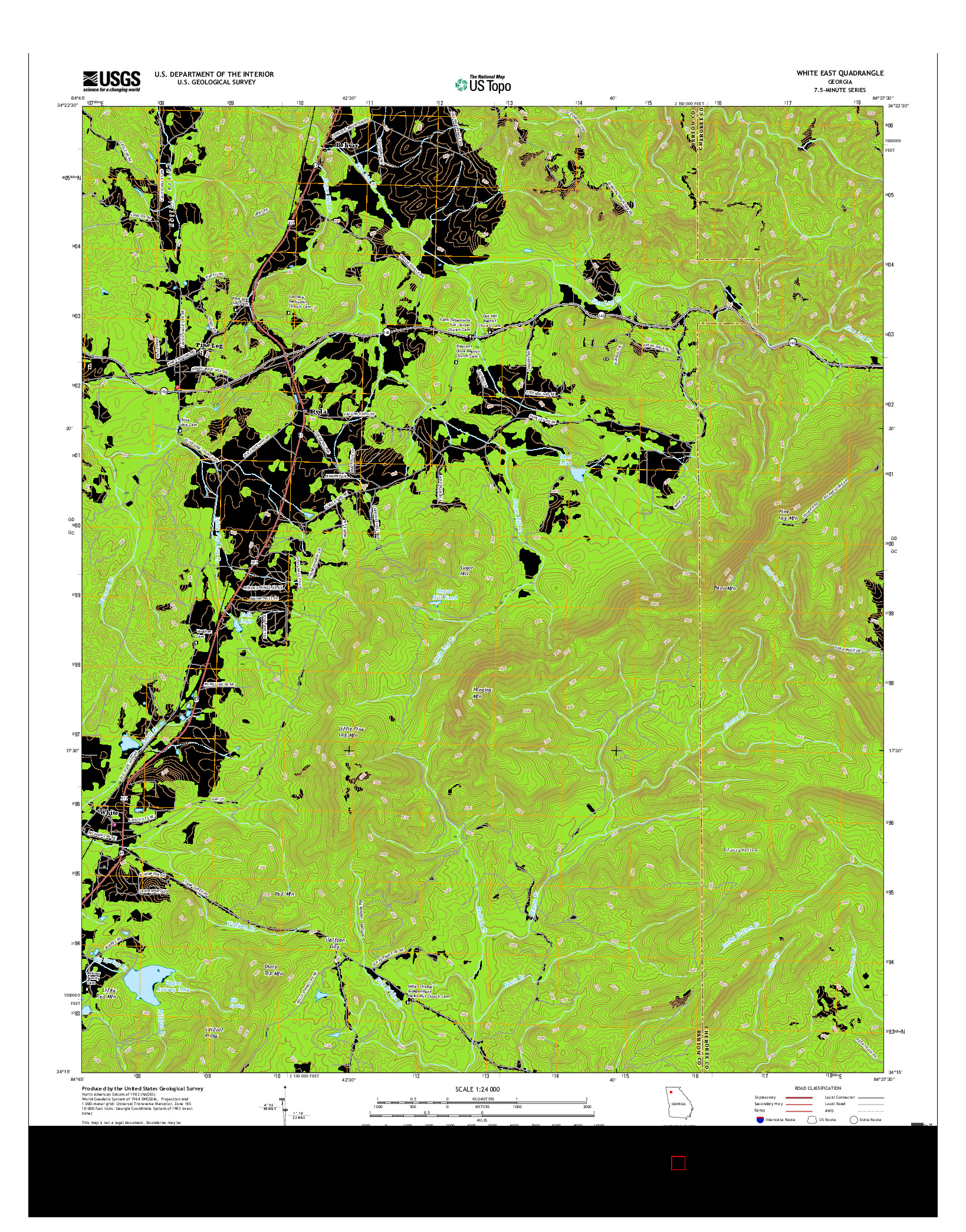 USGS US TOPO 7.5-MINUTE MAP FOR WHITE EAST, GA 2017