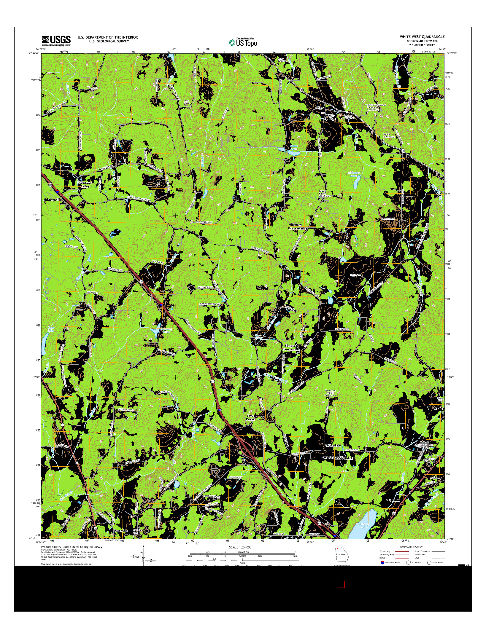 USGS US TOPO 7.5-MINUTE MAP FOR WHITE WEST, GA 2017