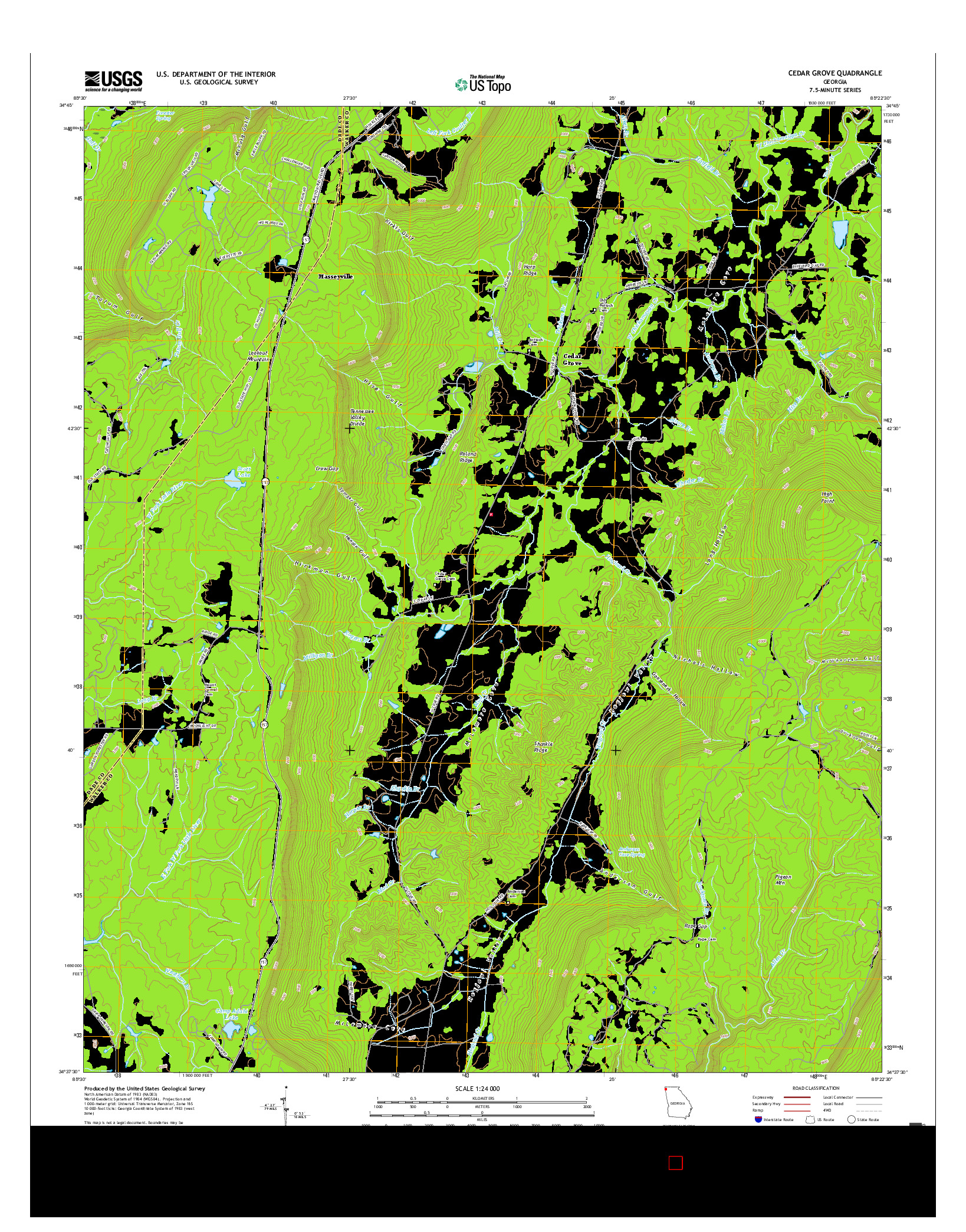 USGS US TOPO 7.5-MINUTE MAP FOR CEDAR GROVE, GA 2017