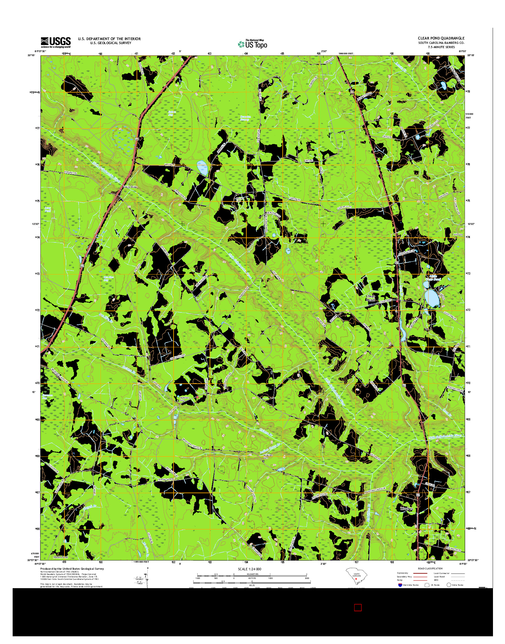 USGS US TOPO 7.5-MINUTE MAP FOR CLEAR POND, SC 2017