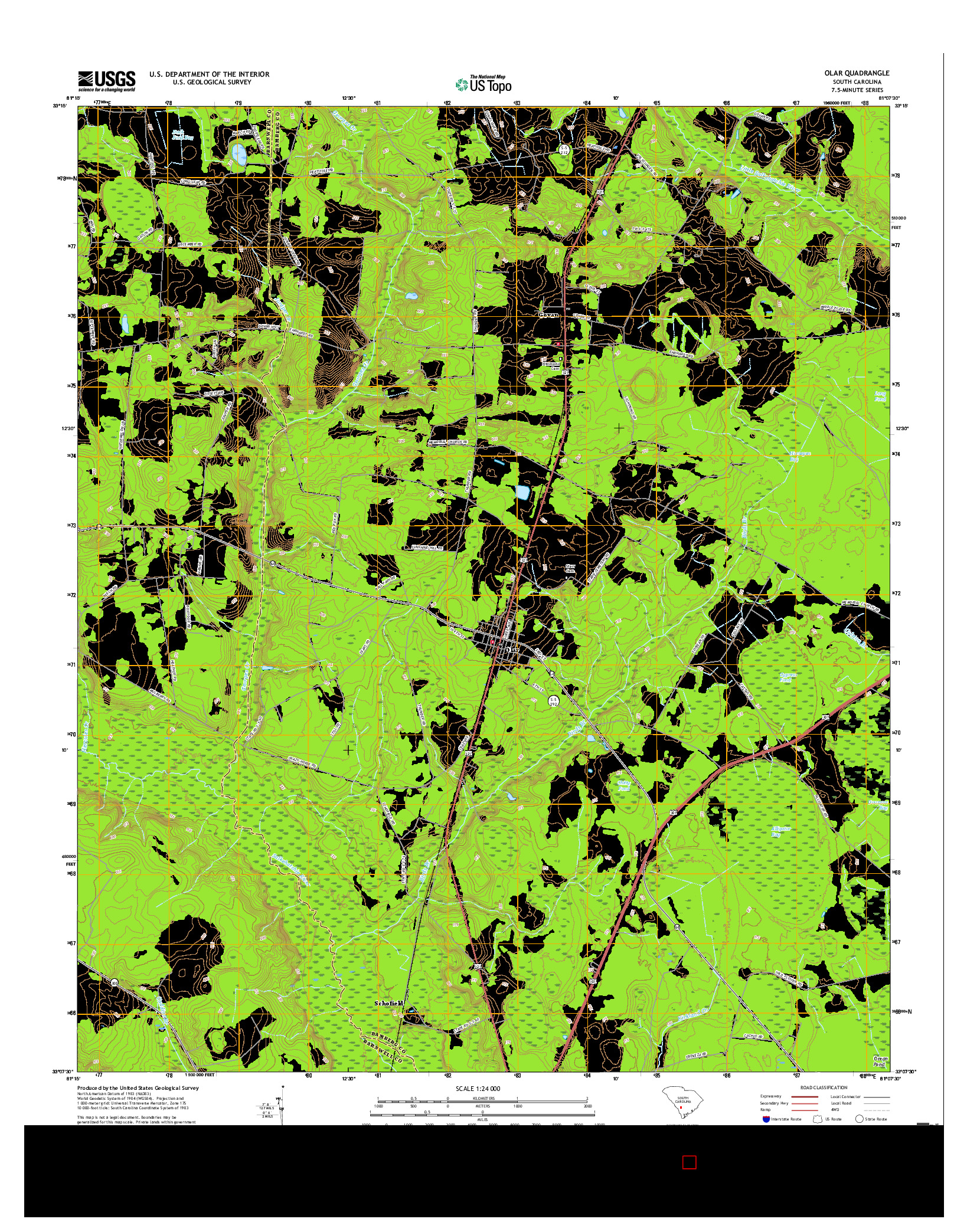 USGS US TOPO 7.5-MINUTE MAP FOR OLAR, SC 2017