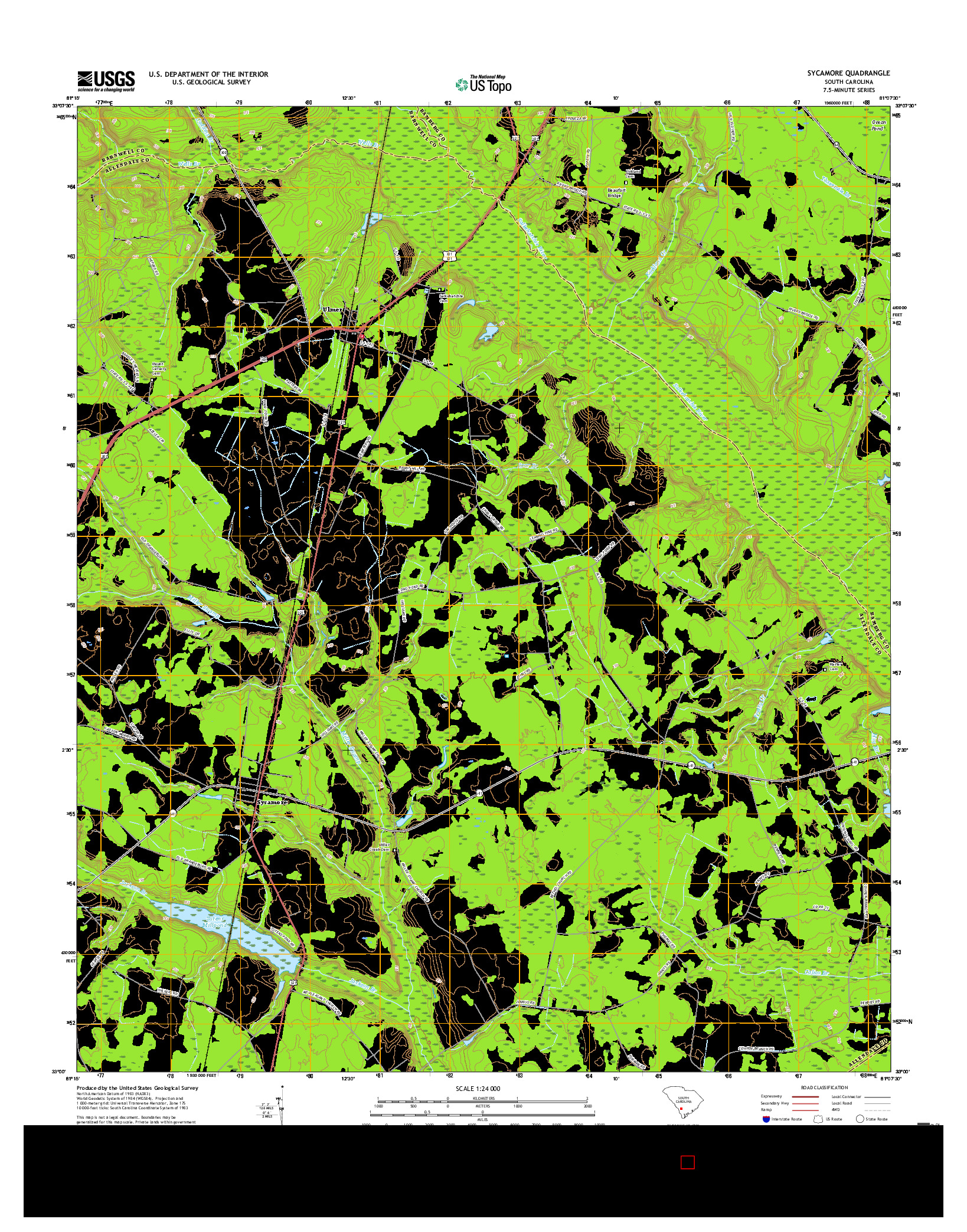 USGS US TOPO 7.5-MINUTE MAP FOR SYCAMORE, SC 2017