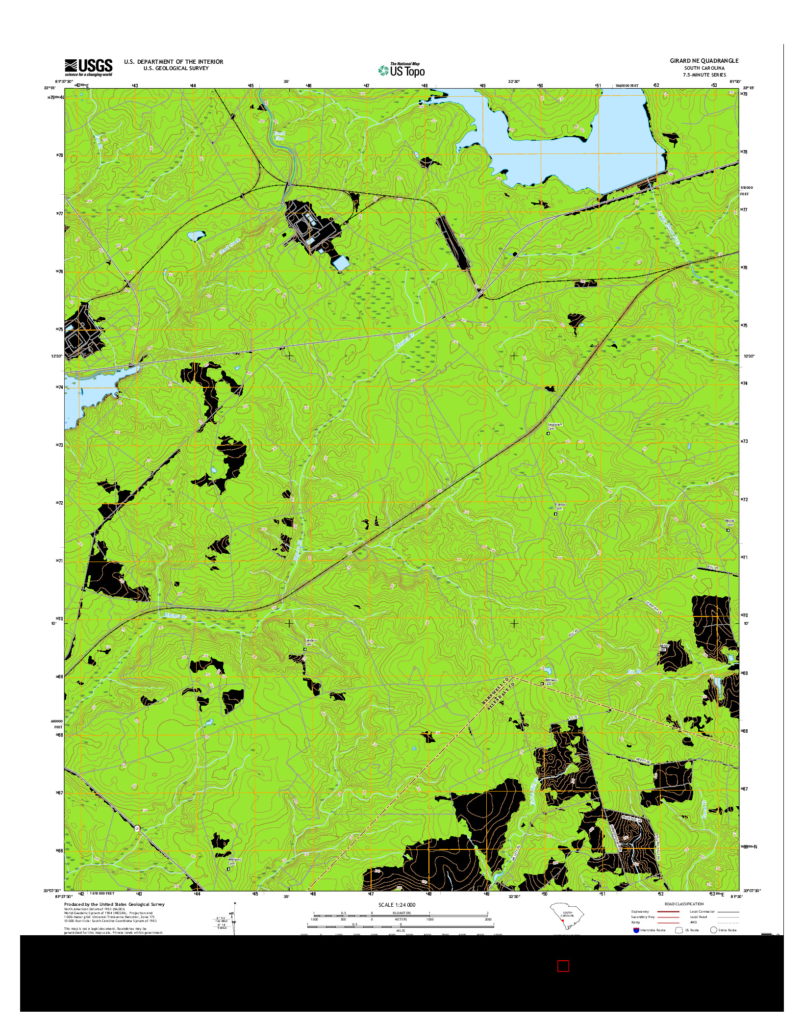 USGS US TOPO 7.5-MINUTE MAP FOR GIRARD NE, SC 2017