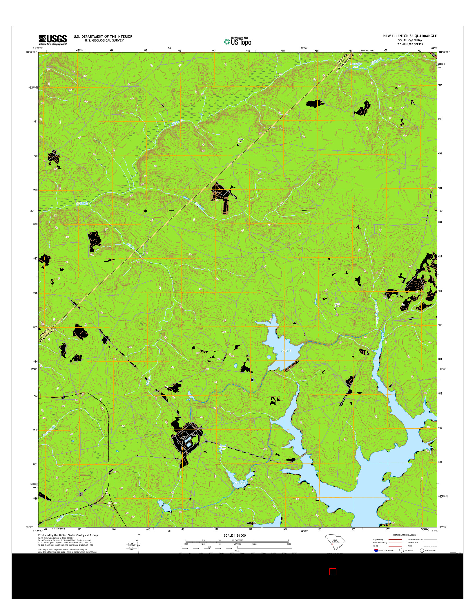 USGS US TOPO 7.5-MINUTE MAP FOR NEW ELLENTON SE, SC 2017