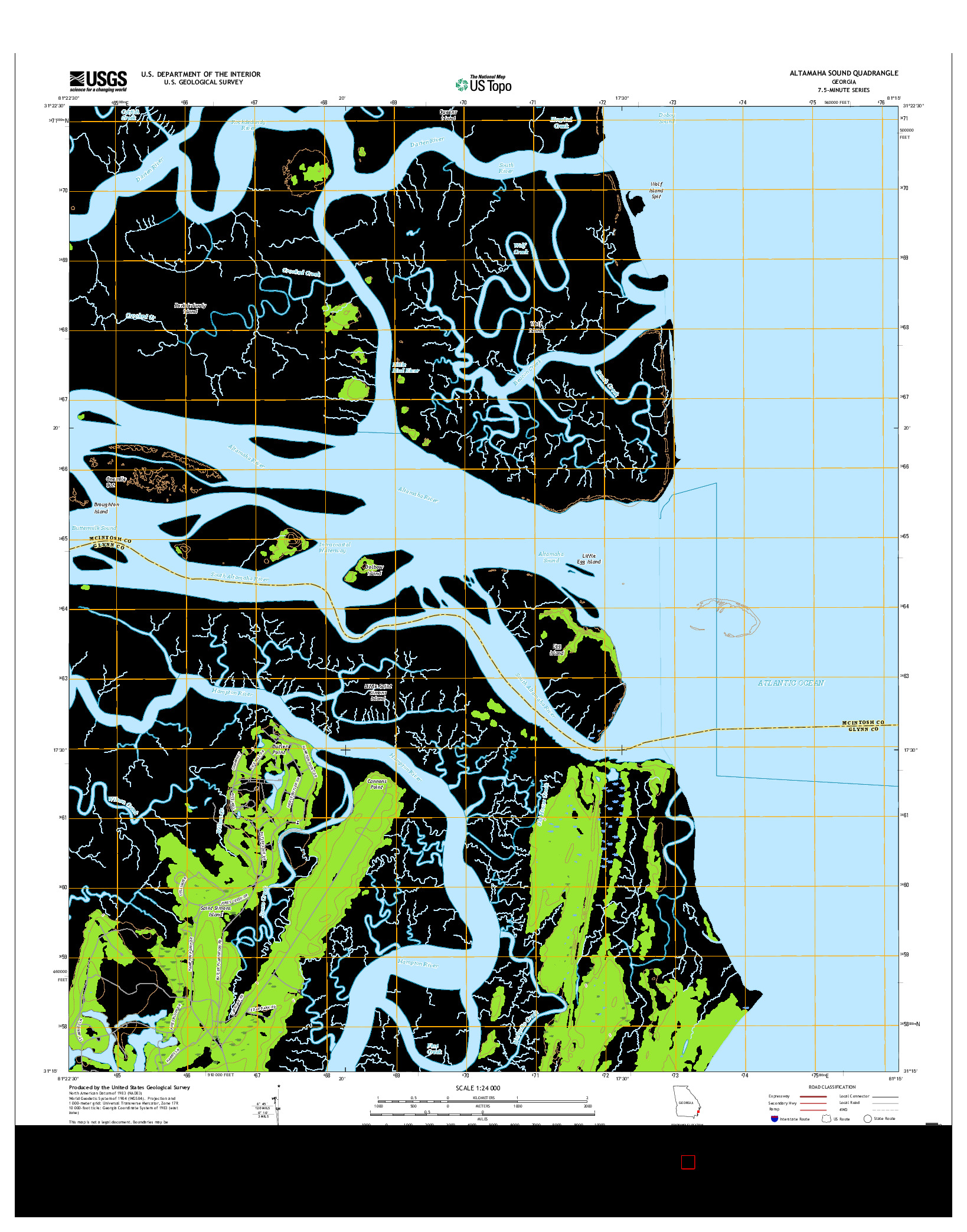 USGS US TOPO 7.5-MINUTE MAP FOR ALTAMAHA SOUND, GA 2017