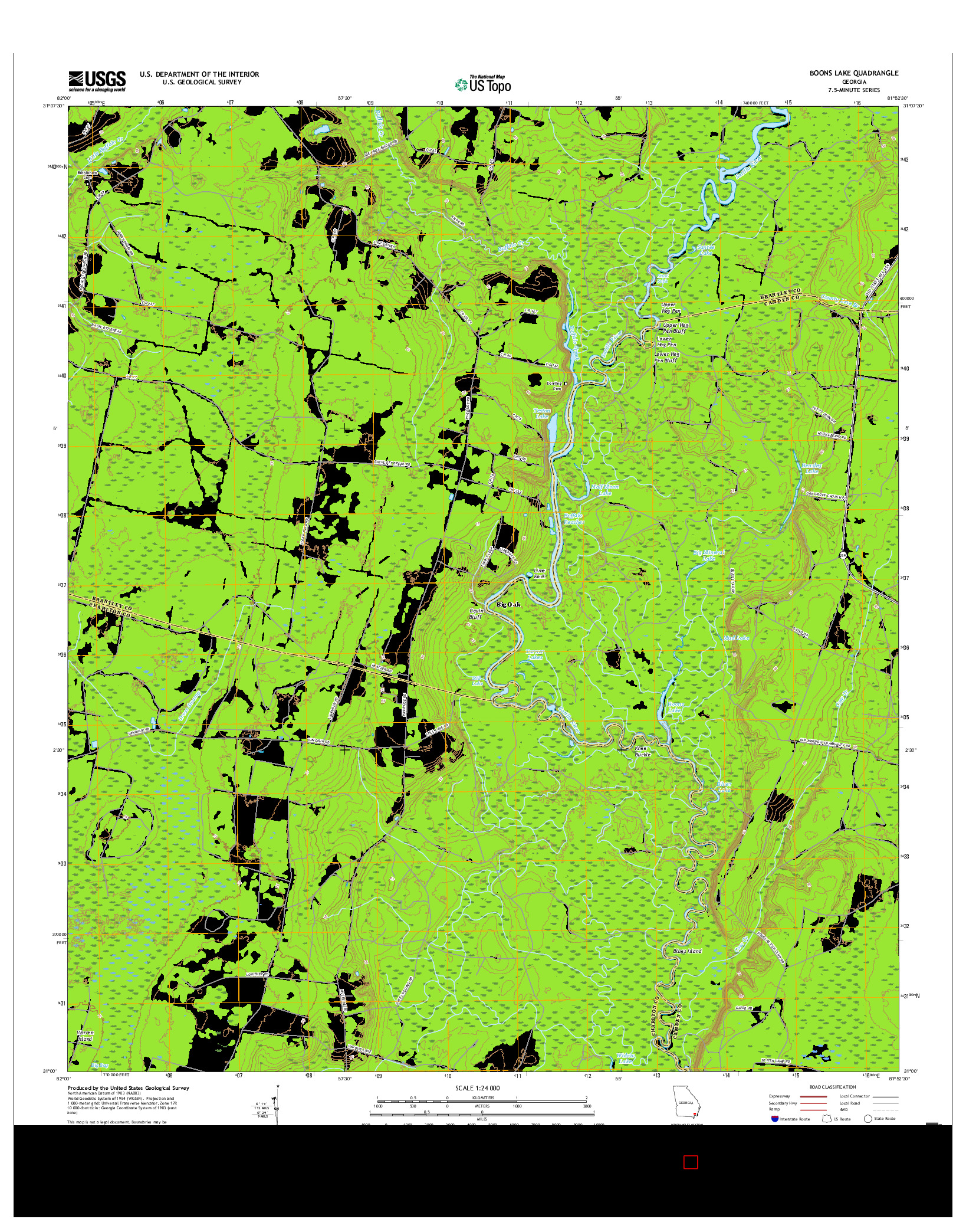 USGS US TOPO 7.5-MINUTE MAP FOR BOONS LAKE, GA 2017