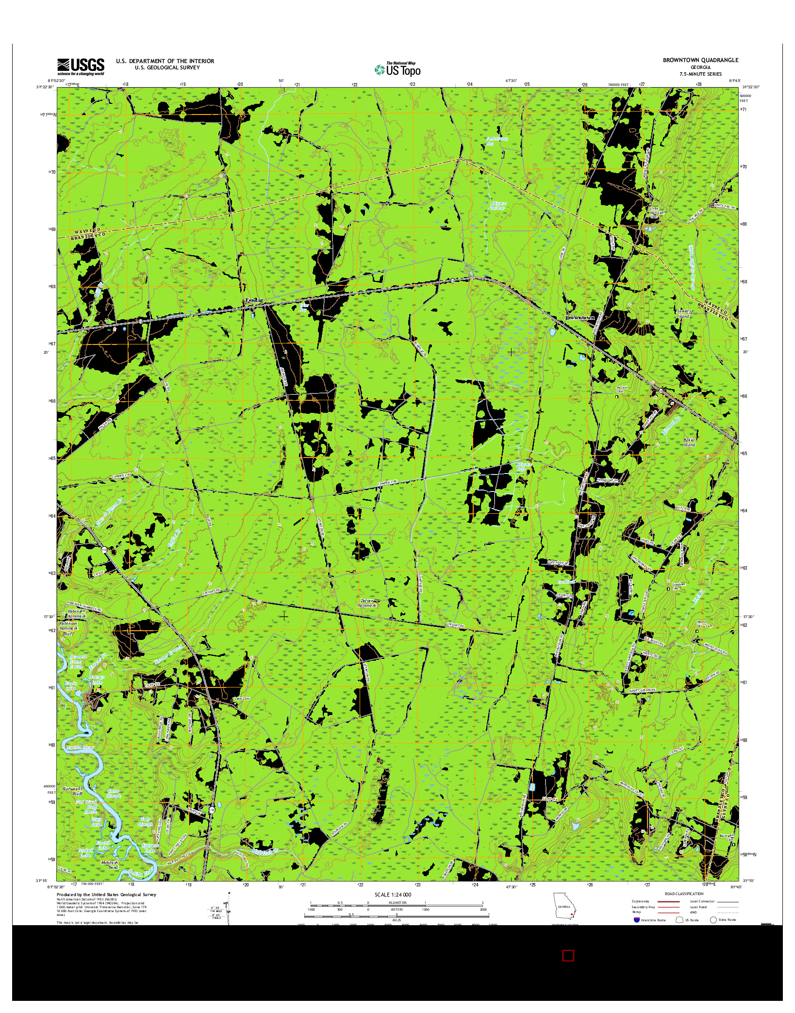 USGS US TOPO 7.5-MINUTE MAP FOR BROWNTOWN, GA 2017