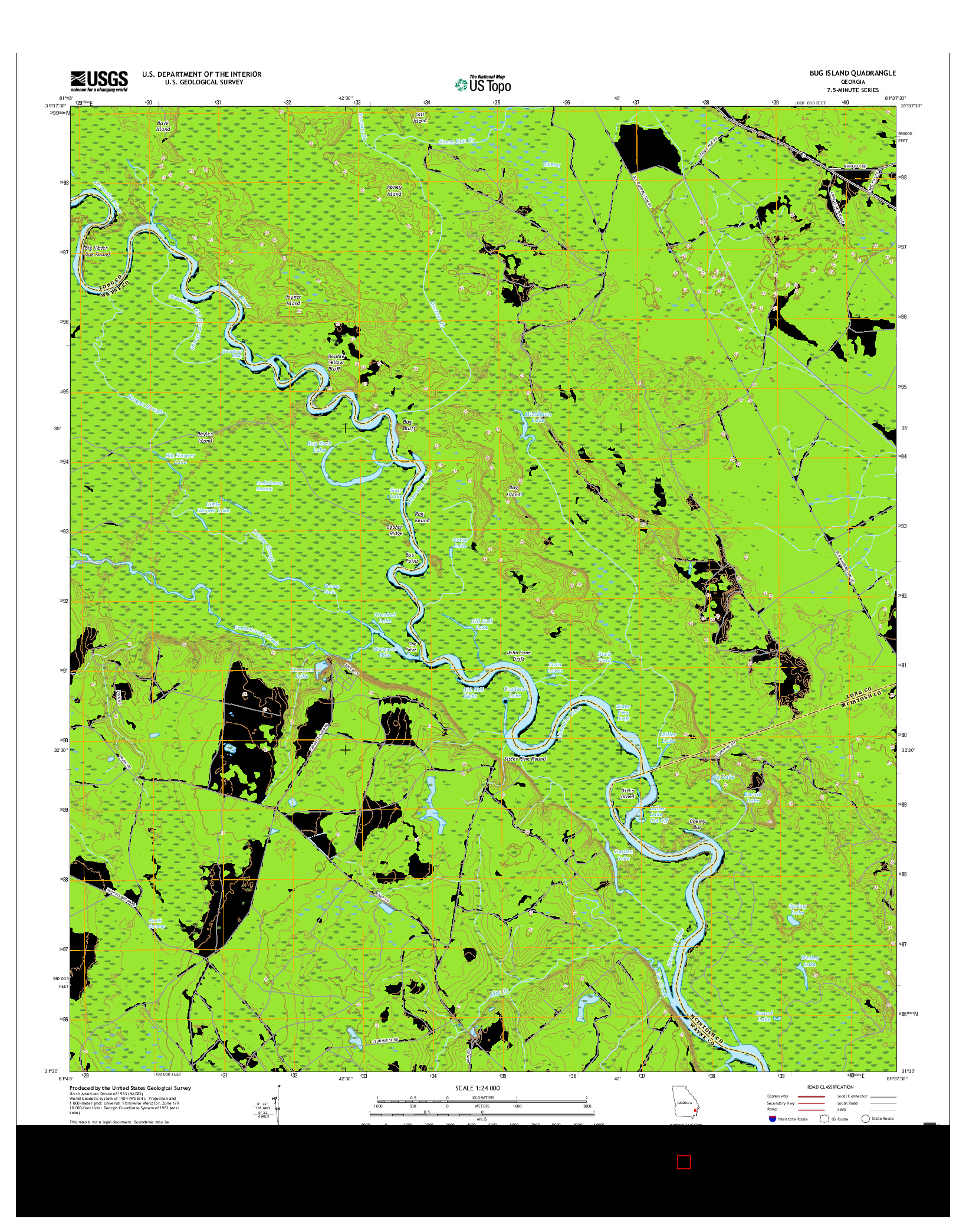 USGS US TOPO 7.5-MINUTE MAP FOR BUG ISLAND, GA 2017