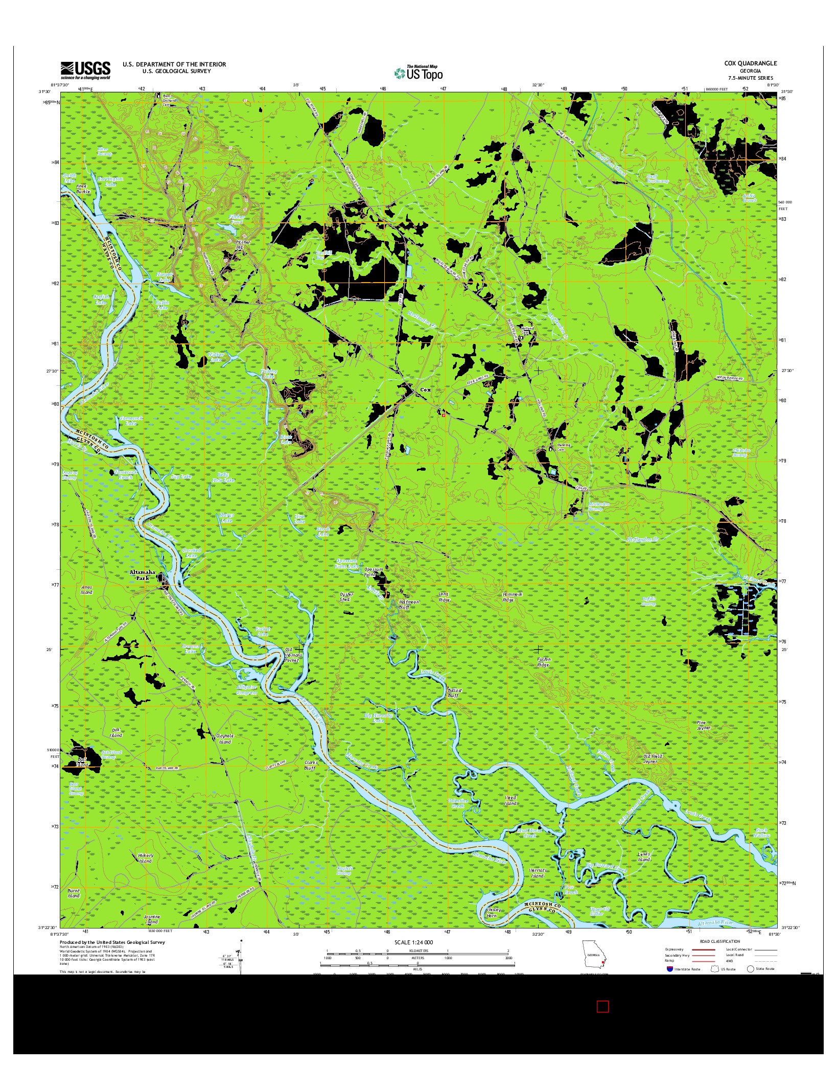 USGS US TOPO 7.5-MINUTE MAP FOR COX, GA 2017