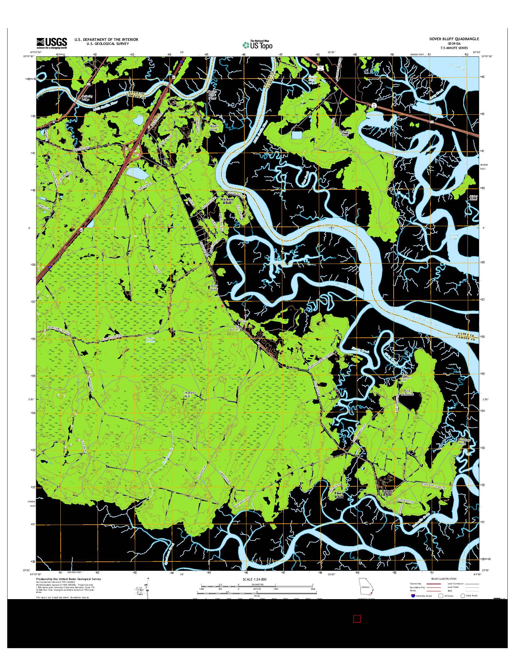 USGS US TOPO 7.5-MINUTE MAP FOR DOVER BLUFF, GA 2017