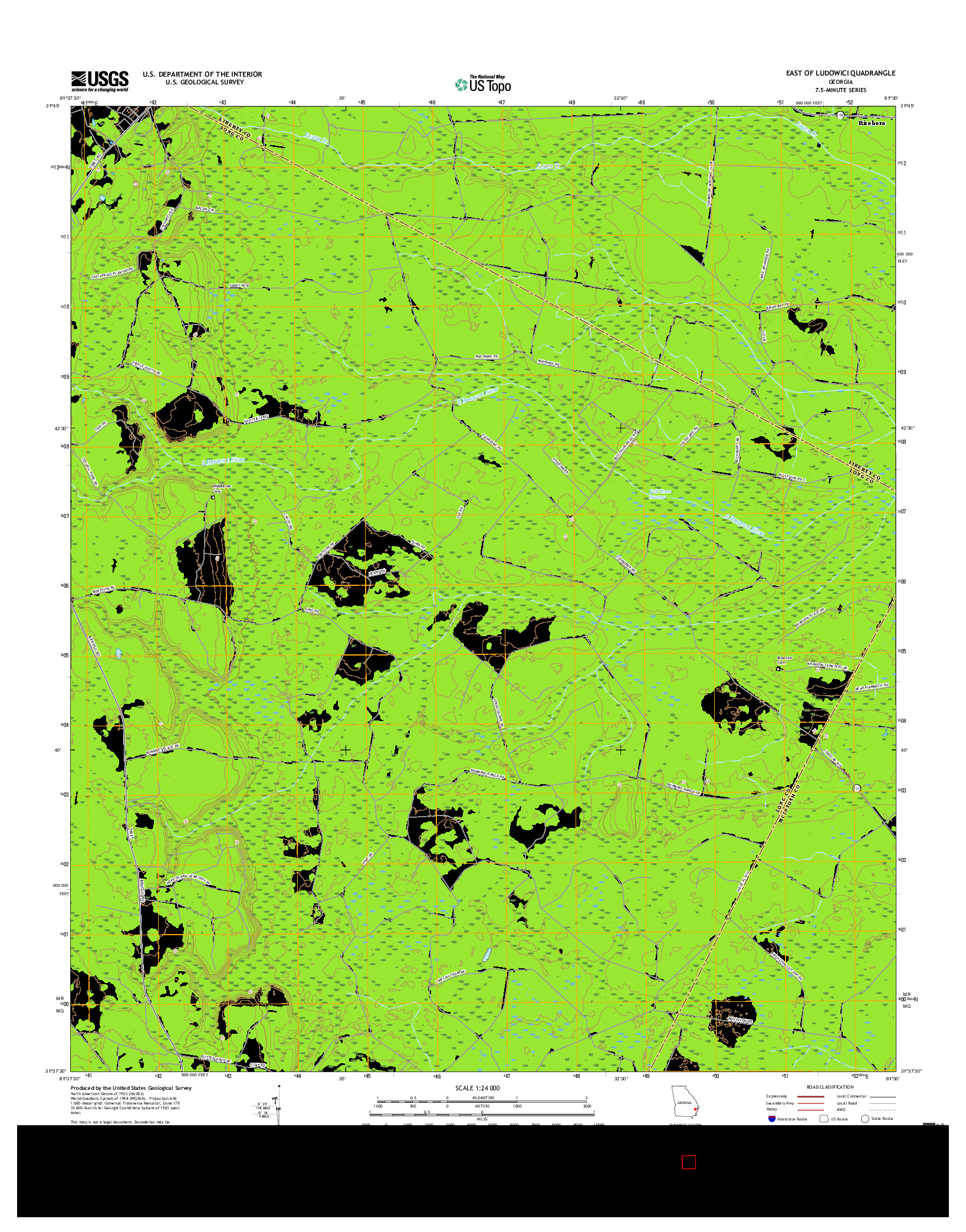 USGS US TOPO 7.5-MINUTE MAP FOR EAST OF LUDOWICI, GA 2017