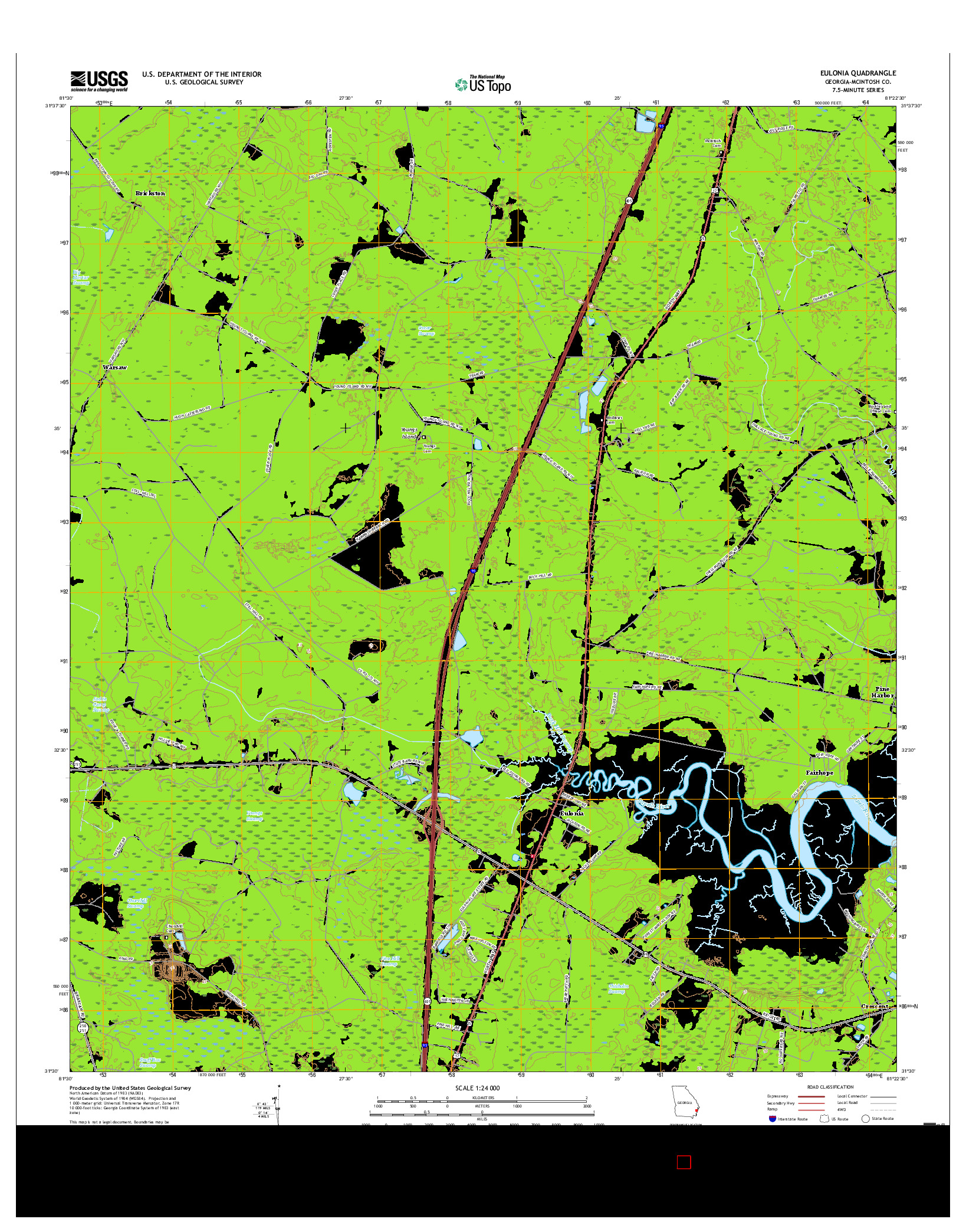 USGS US TOPO 7.5-MINUTE MAP FOR EULONIA, GA 2017