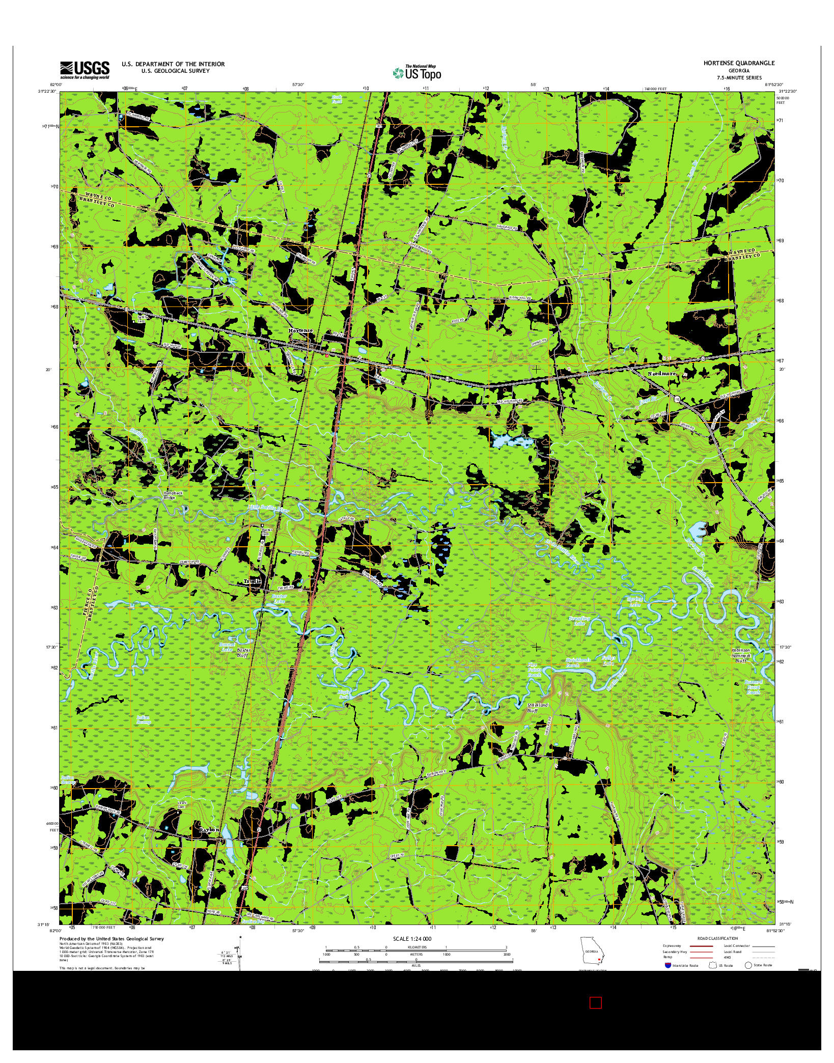 USGS US TOPO 7.5-MINUTE MAP FOR HORTENSE, GA 2017