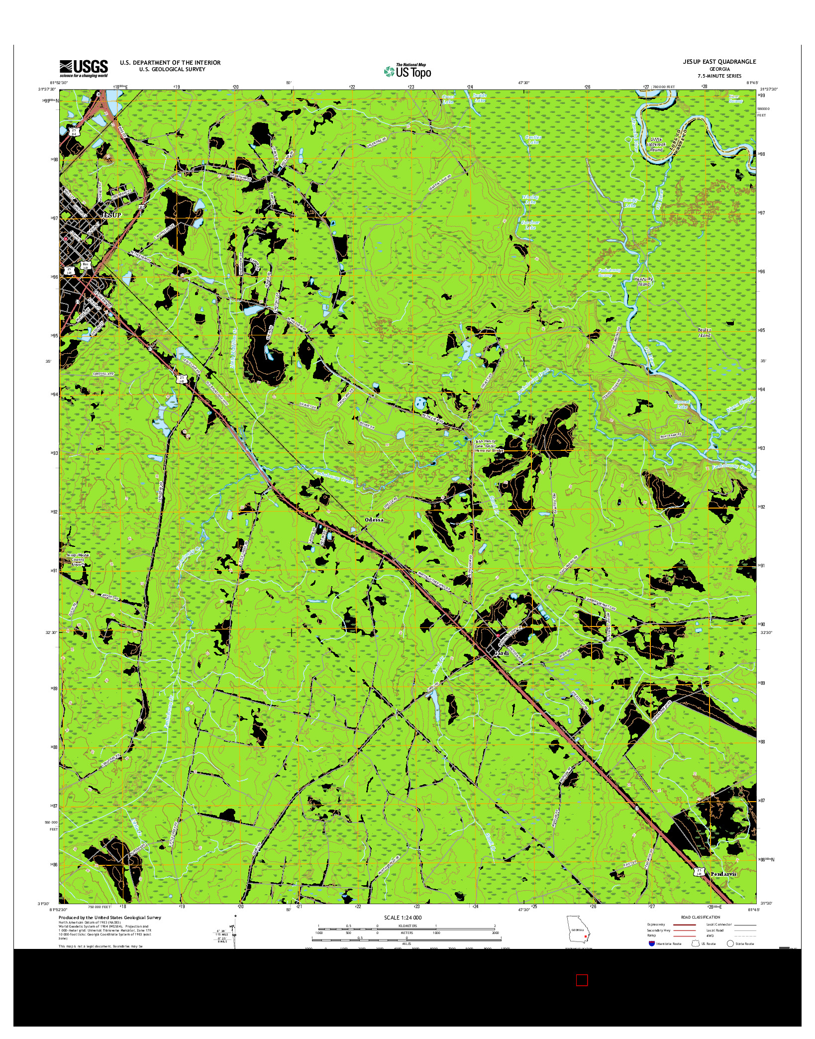 USGS US TOPO 7.5-MINUTE MAP FOR JESUP EAST, GA 2017