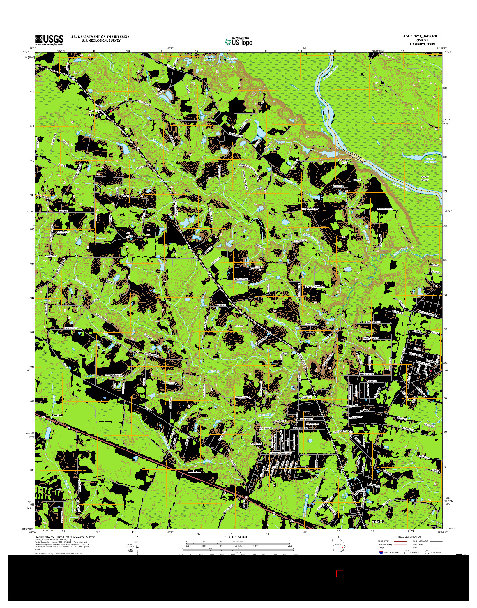 USGS US TOPO 7.5-MINUTE MAP FOR JESUP NW, GA 2017