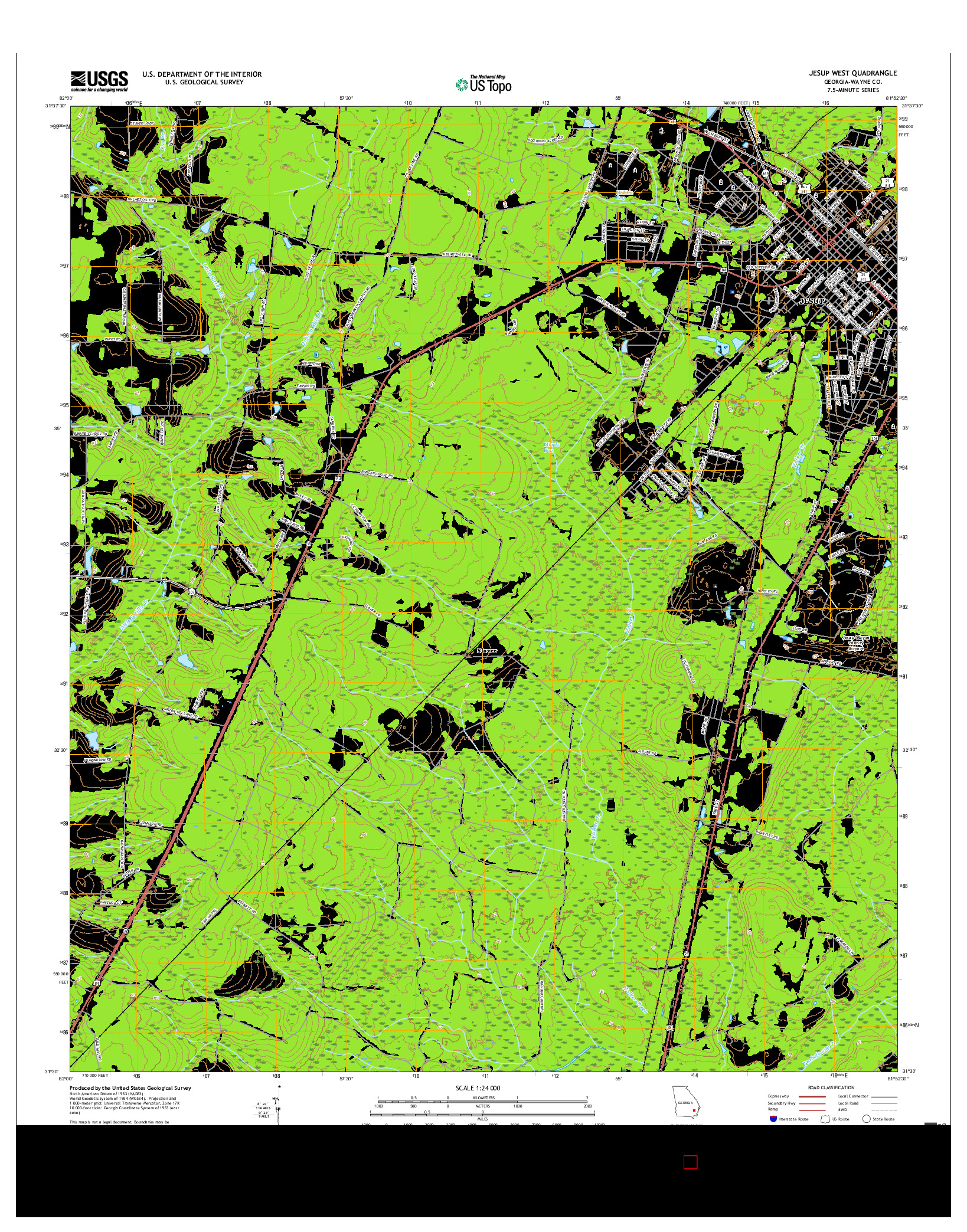 USGS US TOPO 7.5-MINUTE MAP FOR JESUP WEST, GA 2017
