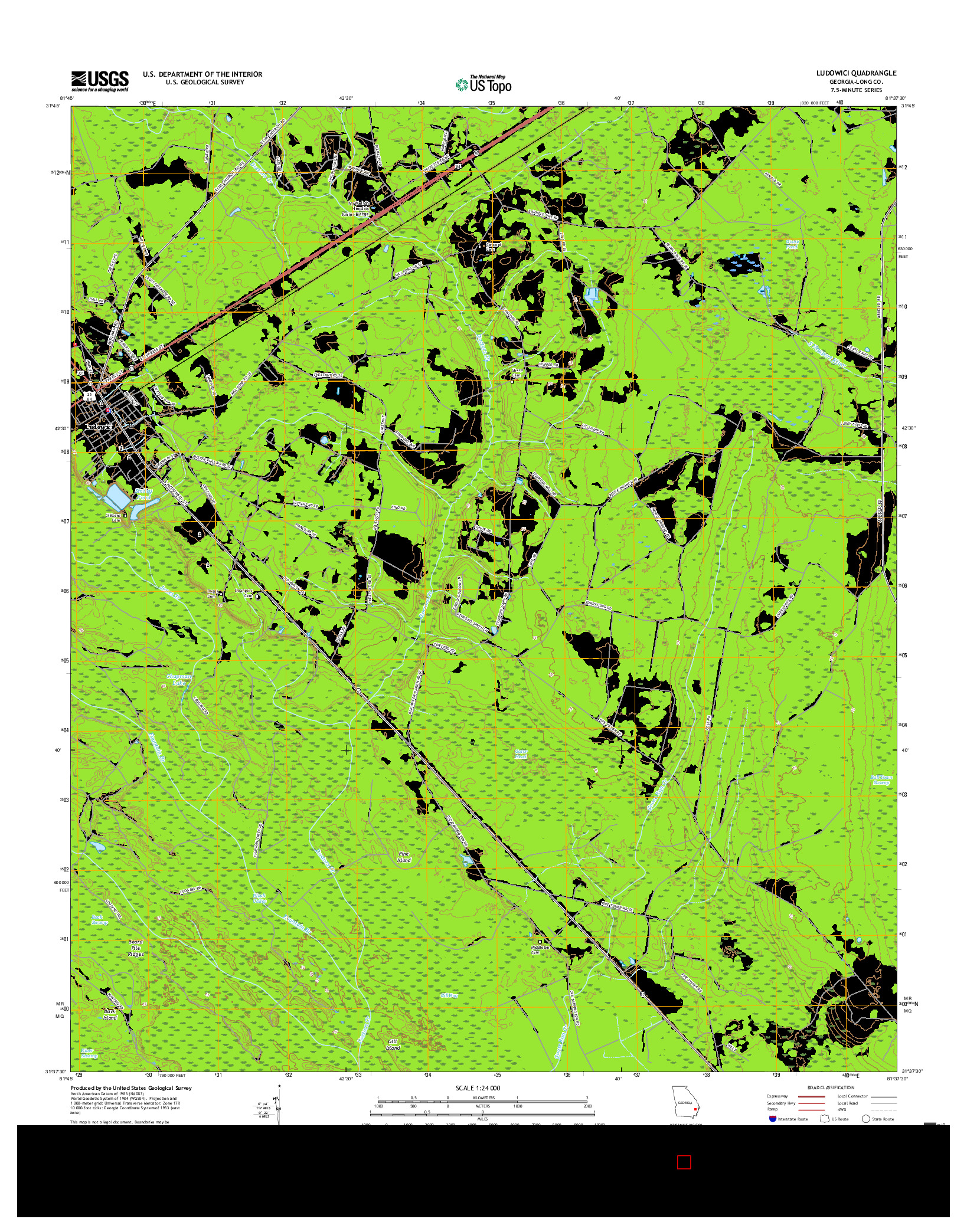 USGS US TOPO 7.5-MINUTE MAP FOR LUDOWICI, GA 2017