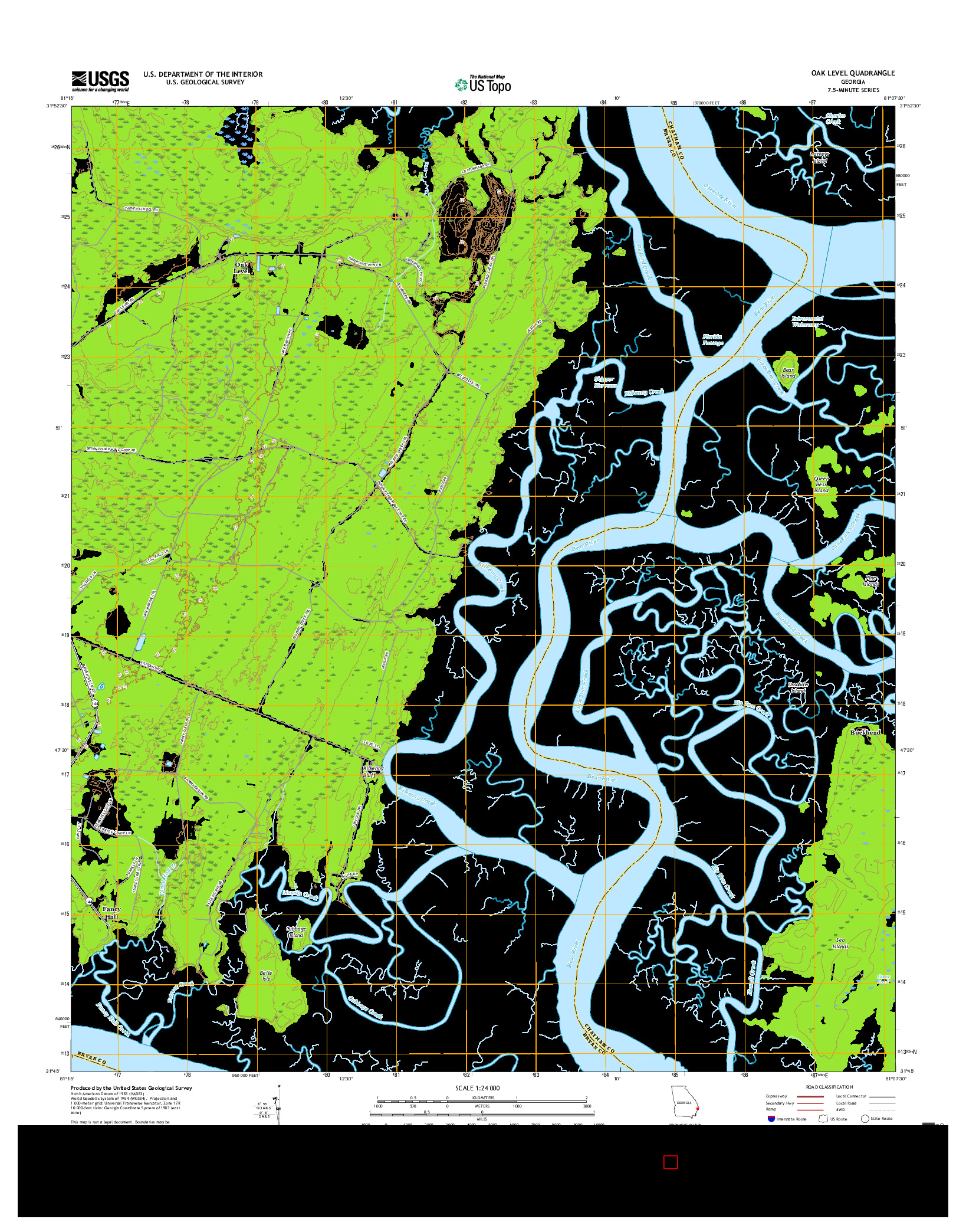 USGS US TOPO 7.5-MINUTE MAP FOR OAK LEVEL, GA 2017