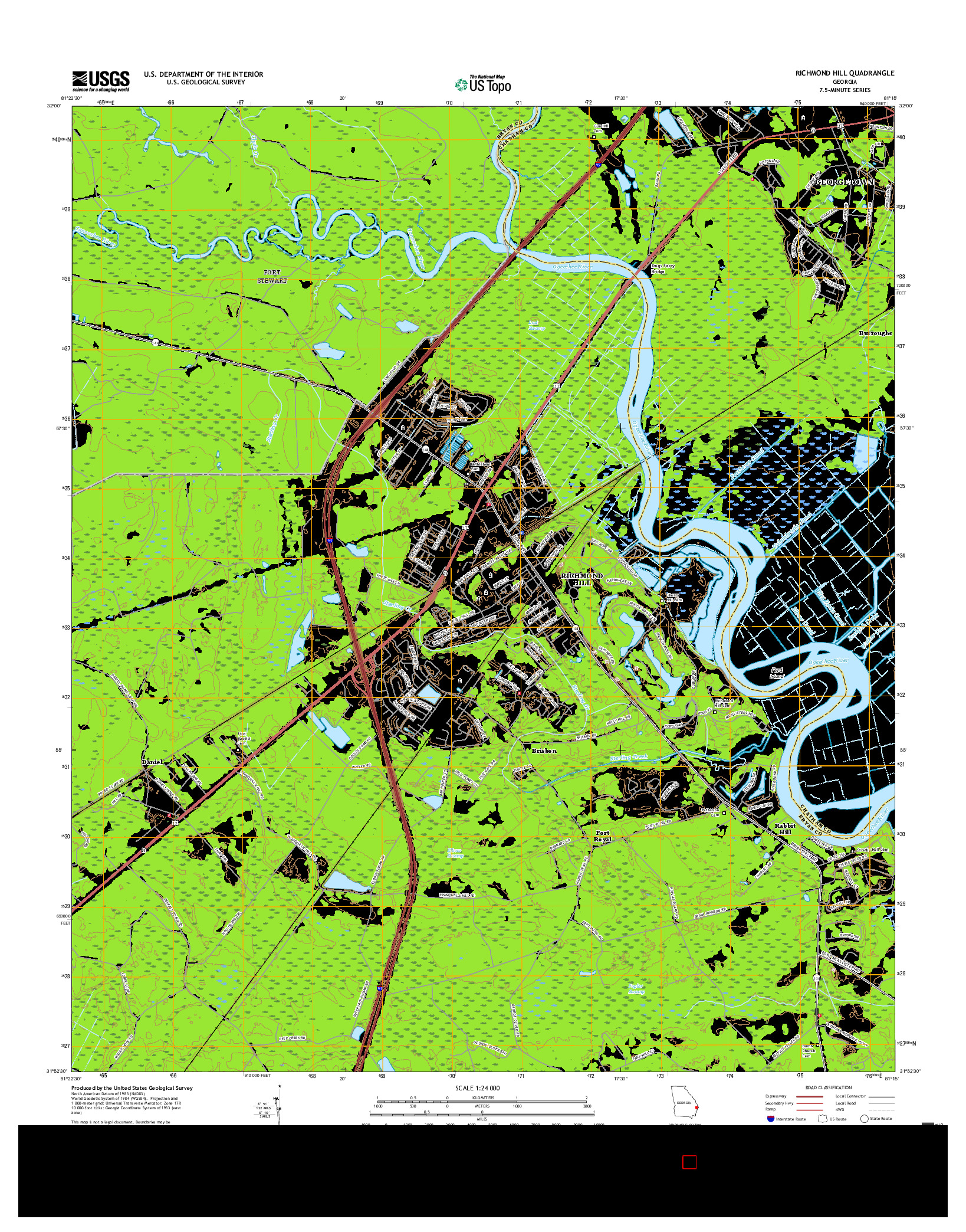 USGS US TOPO 7.5-MINUTE MAP FOR RICHMOND HILL, GA 2017