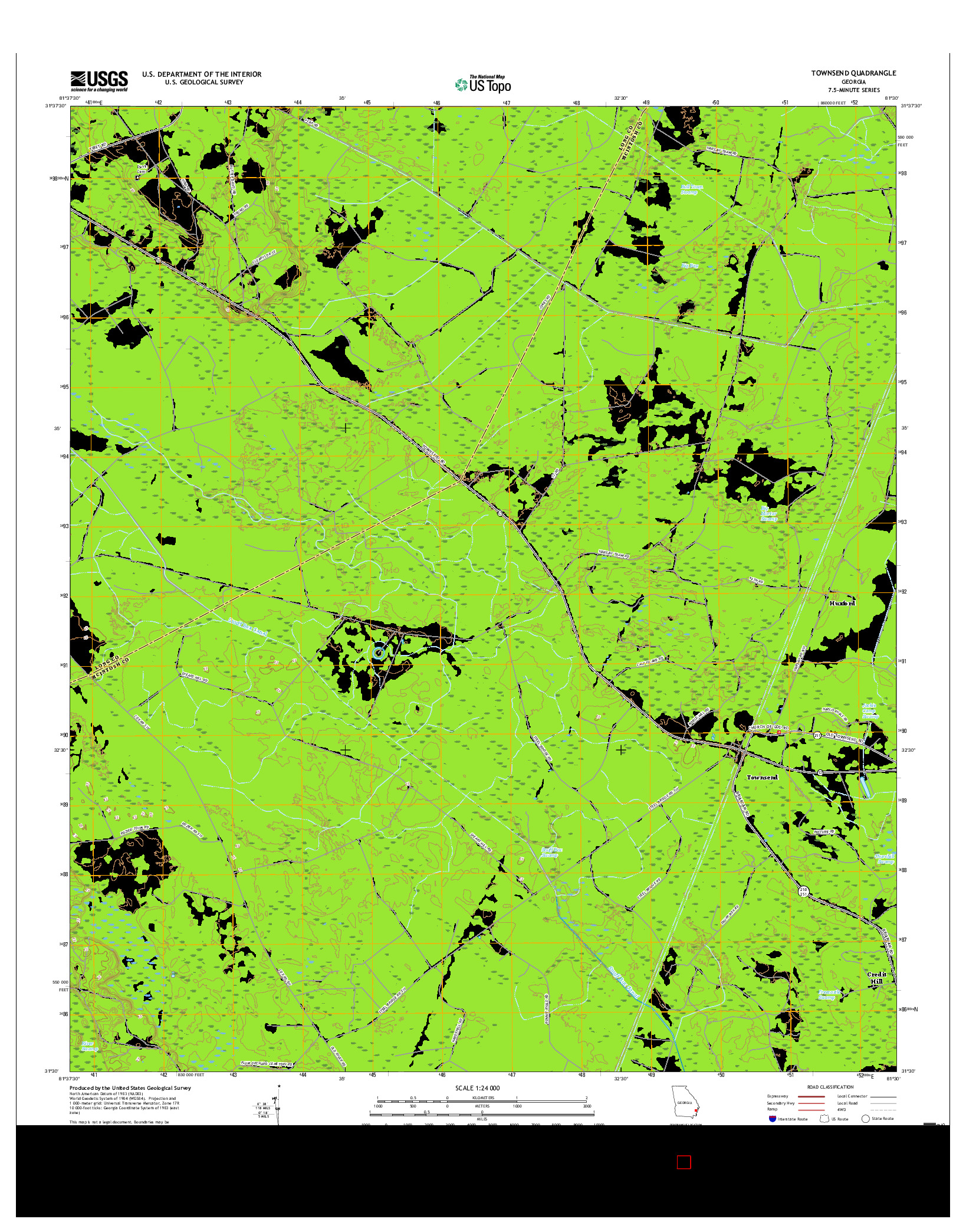 USGS US TOPO 7.5-MINUTE MAP FOR TOWNSEND, GA 2017