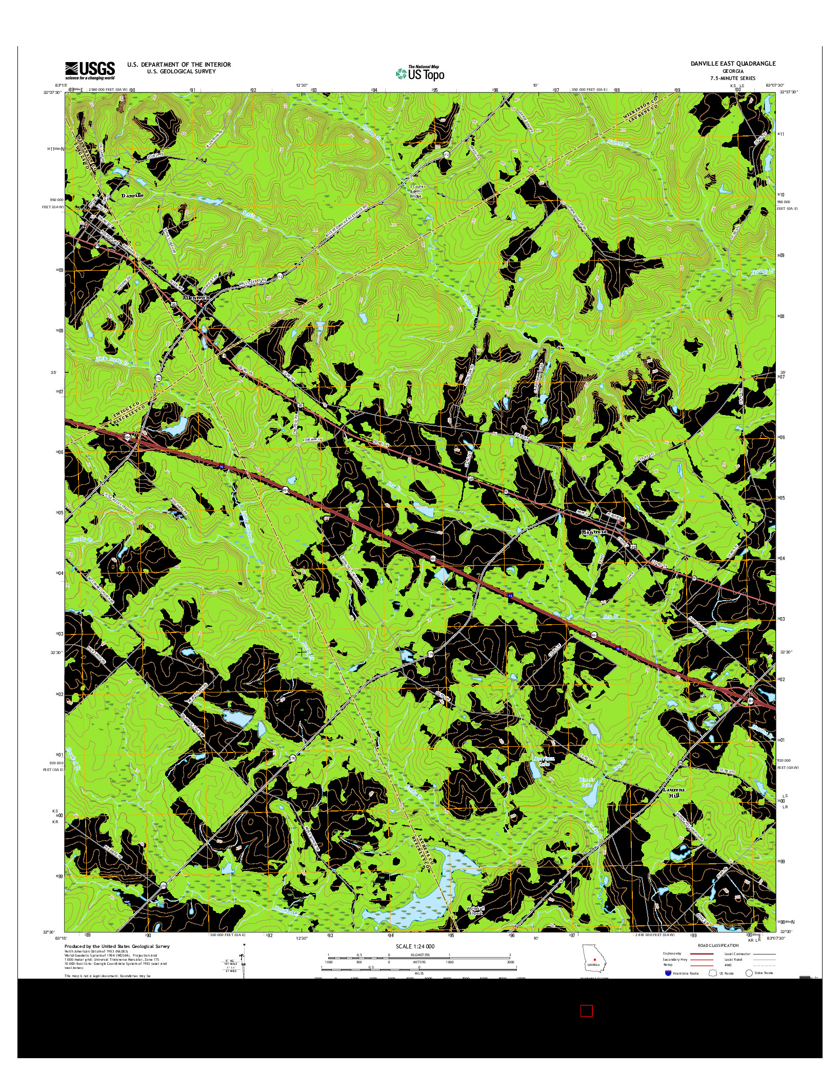 USGS US TOPO 7.5-MINUTE MAP FOR DANVILLE EAST, GA 2017