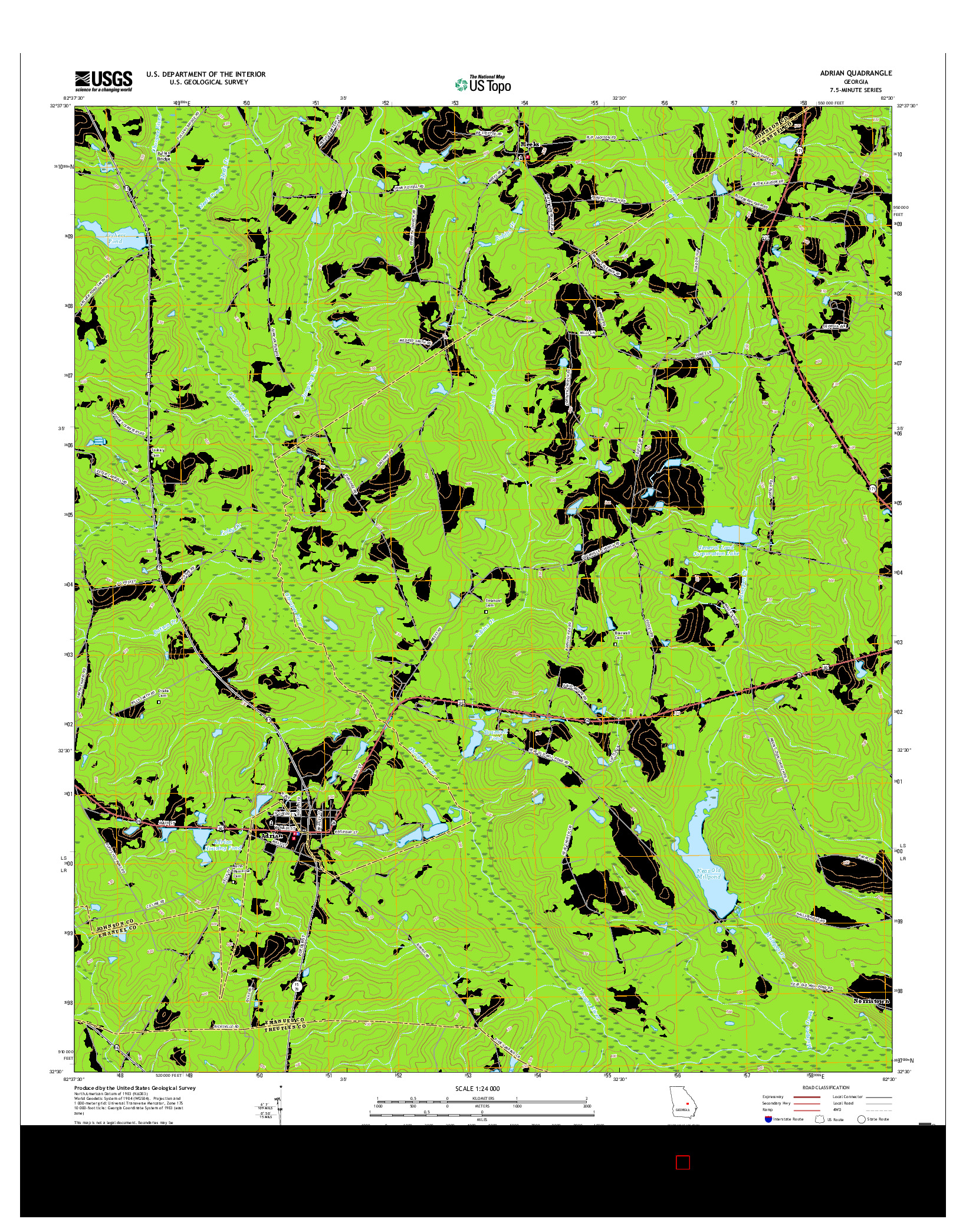 USGS US TOPO 7.5-MINUTE MAP FOR ADRIAN, GA 2017