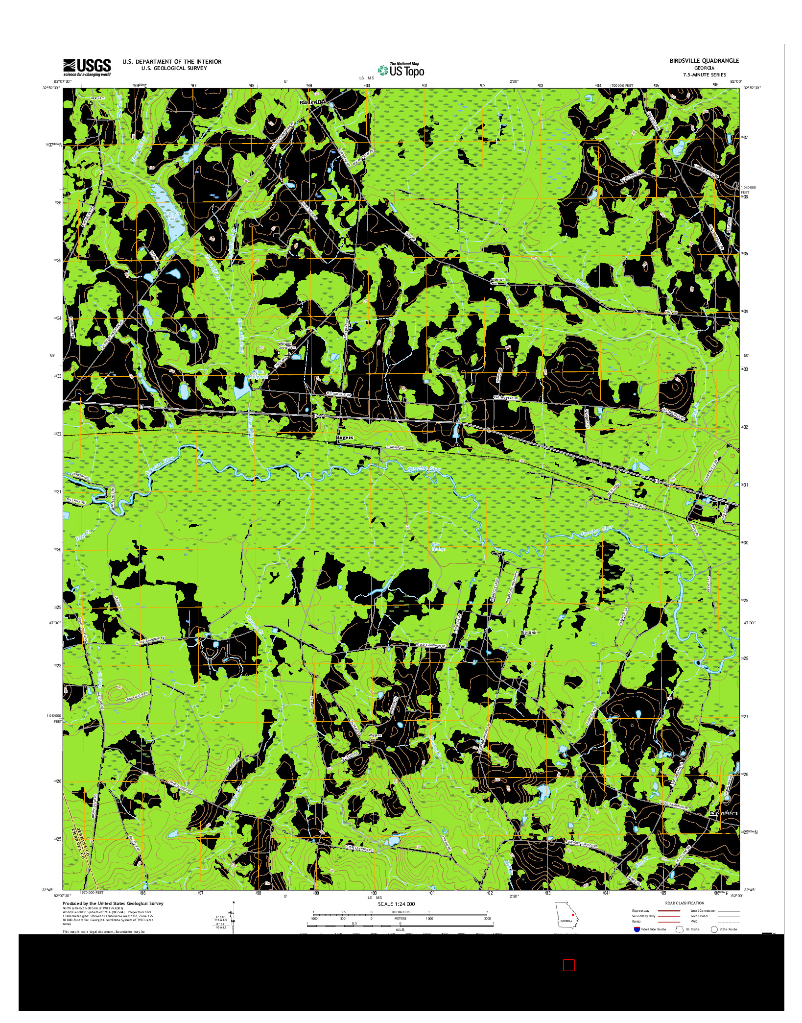 USGS US TOPO 7.5-MINUTE MAP FOR BIRDSVILLE, GA 2017