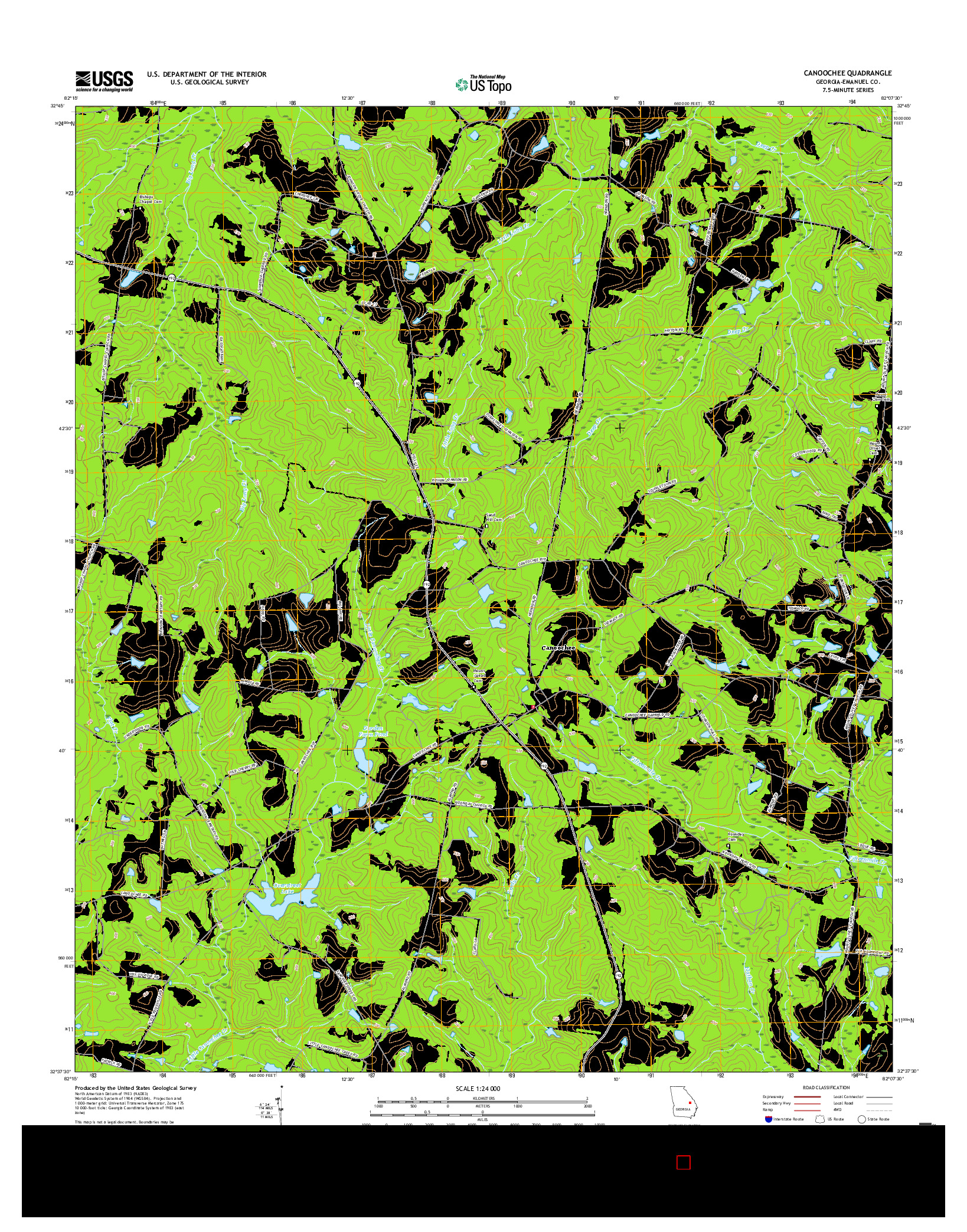 USGS US TOPO 7.5-MINUTE MAP FOR CANOOCHEE, GA 2017