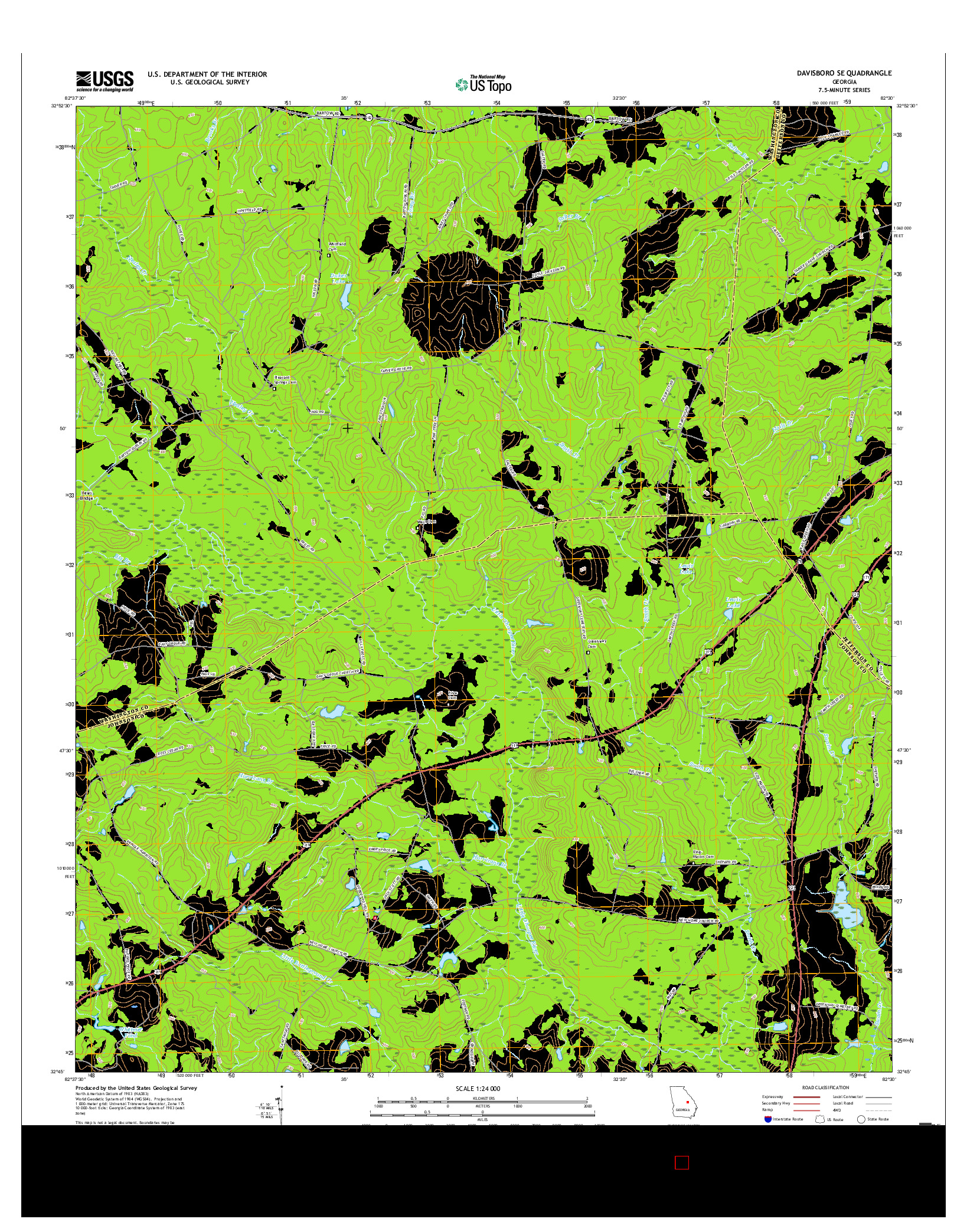 USGS US TOPO 7.5-MINUTE MAP FOR DAVISBORO SE, GA 2017