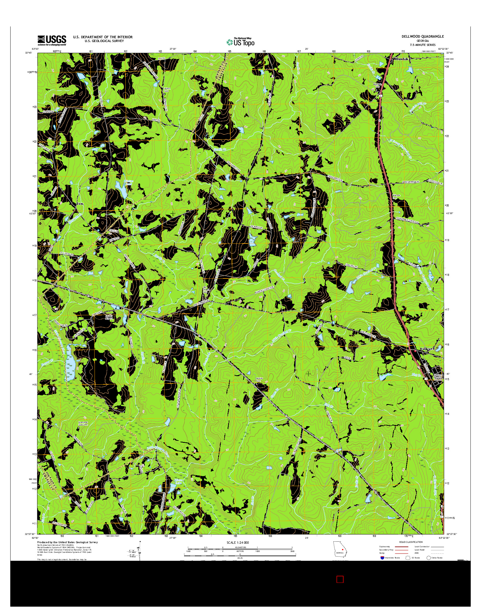 USGS US TOPO 7.5-MINUTE MAP FOR DELLWOOD, GA 2017