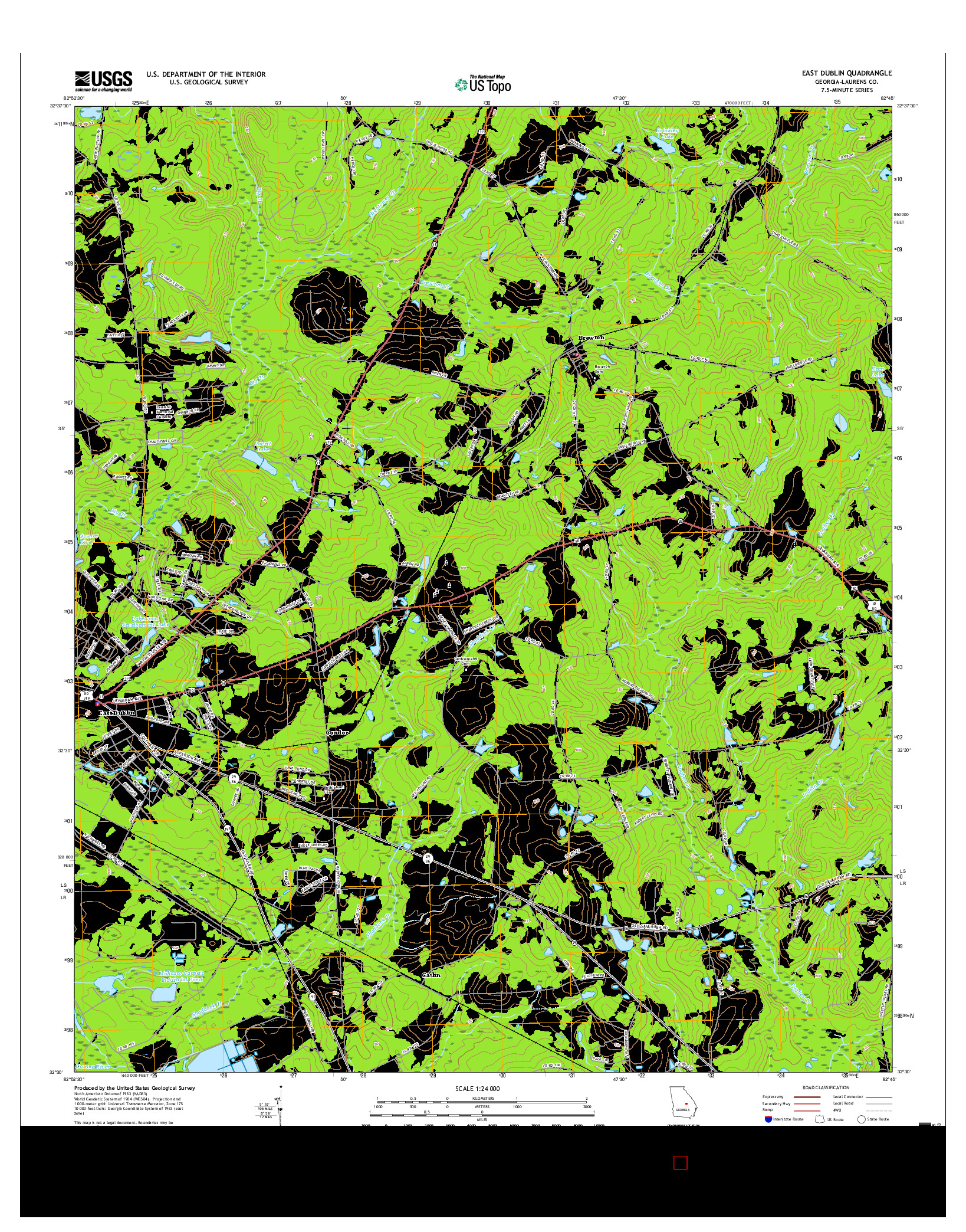 USGS US TOPO 7.5-MINUTE MAP FOR EAST DUBLIN, GA 2017