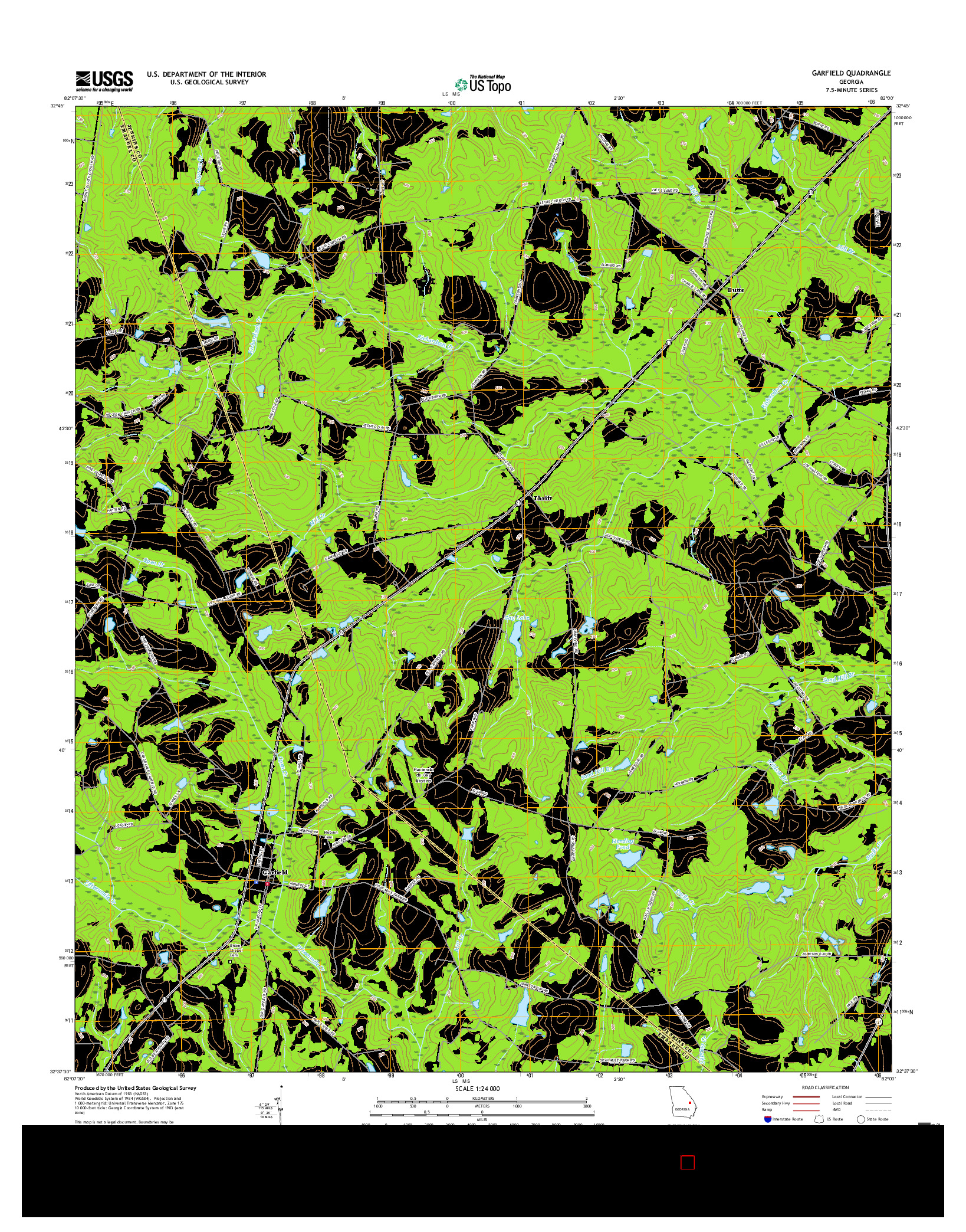 USGS US TOPO 7.5-MINUTE MAP FOR GARFIELD, GA 2017