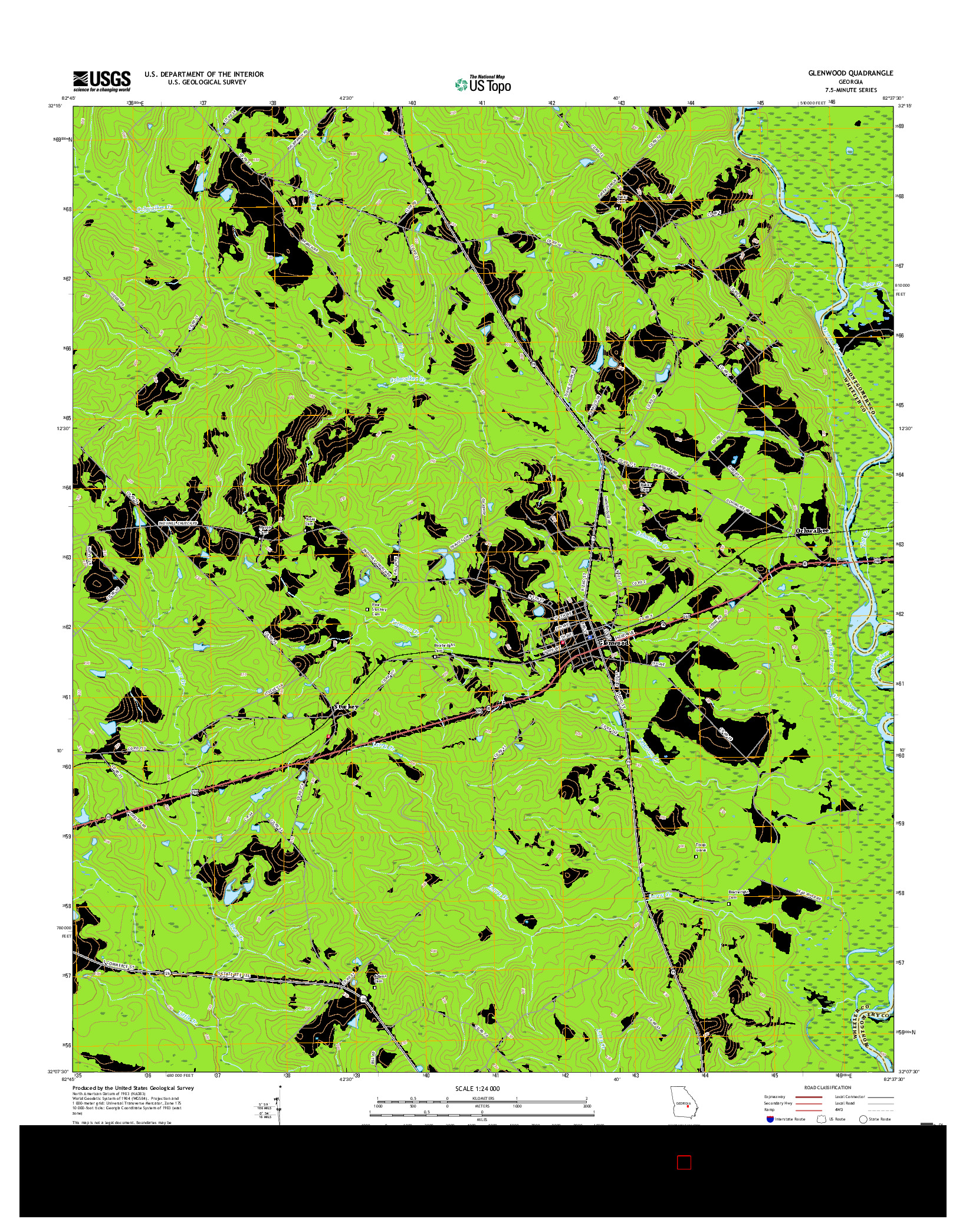 USGS US TOPO 7.5-MINUTE MAP FOR GLENWOOD, GA 2017