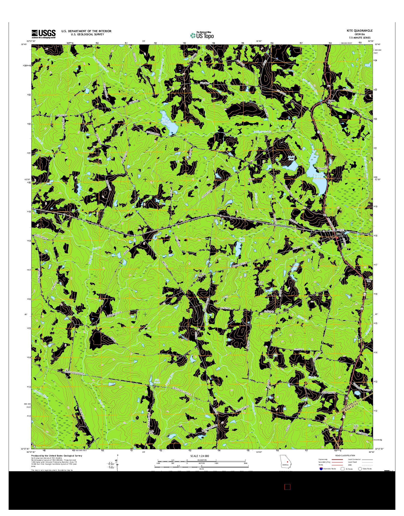 USGS US TOPO 7.5-MINUTE MAP FOR KITE, GA 2017