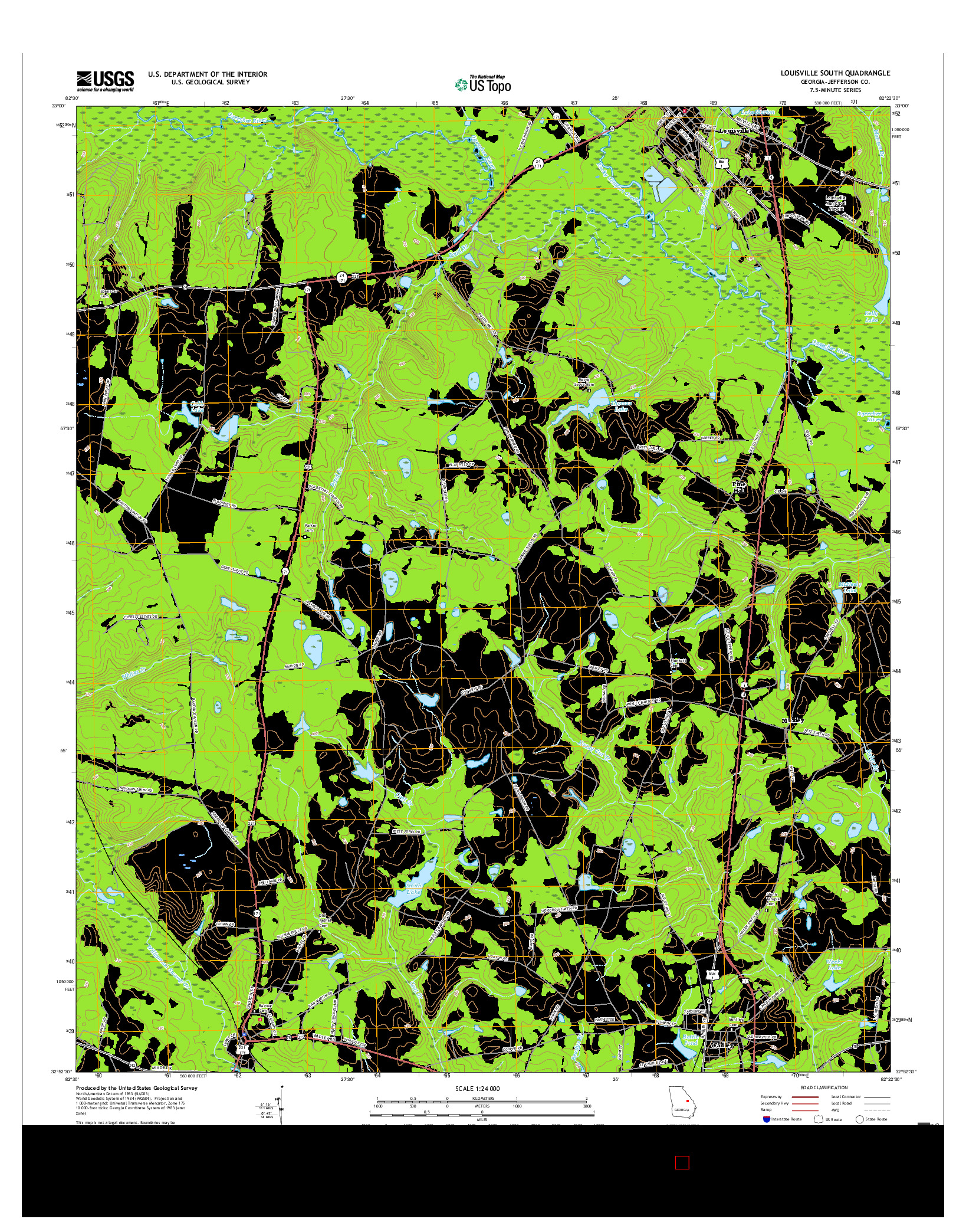 USGS US TOPO 7.5-MINUTE MAP FOR LOUISVILLE SOUTH, GA 2017