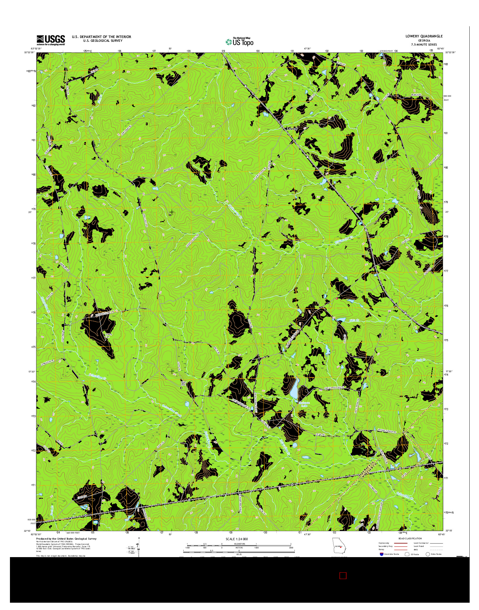 USGS US TOPO 7.5-MINUTE MAP FOR LOWERY, GA 2017