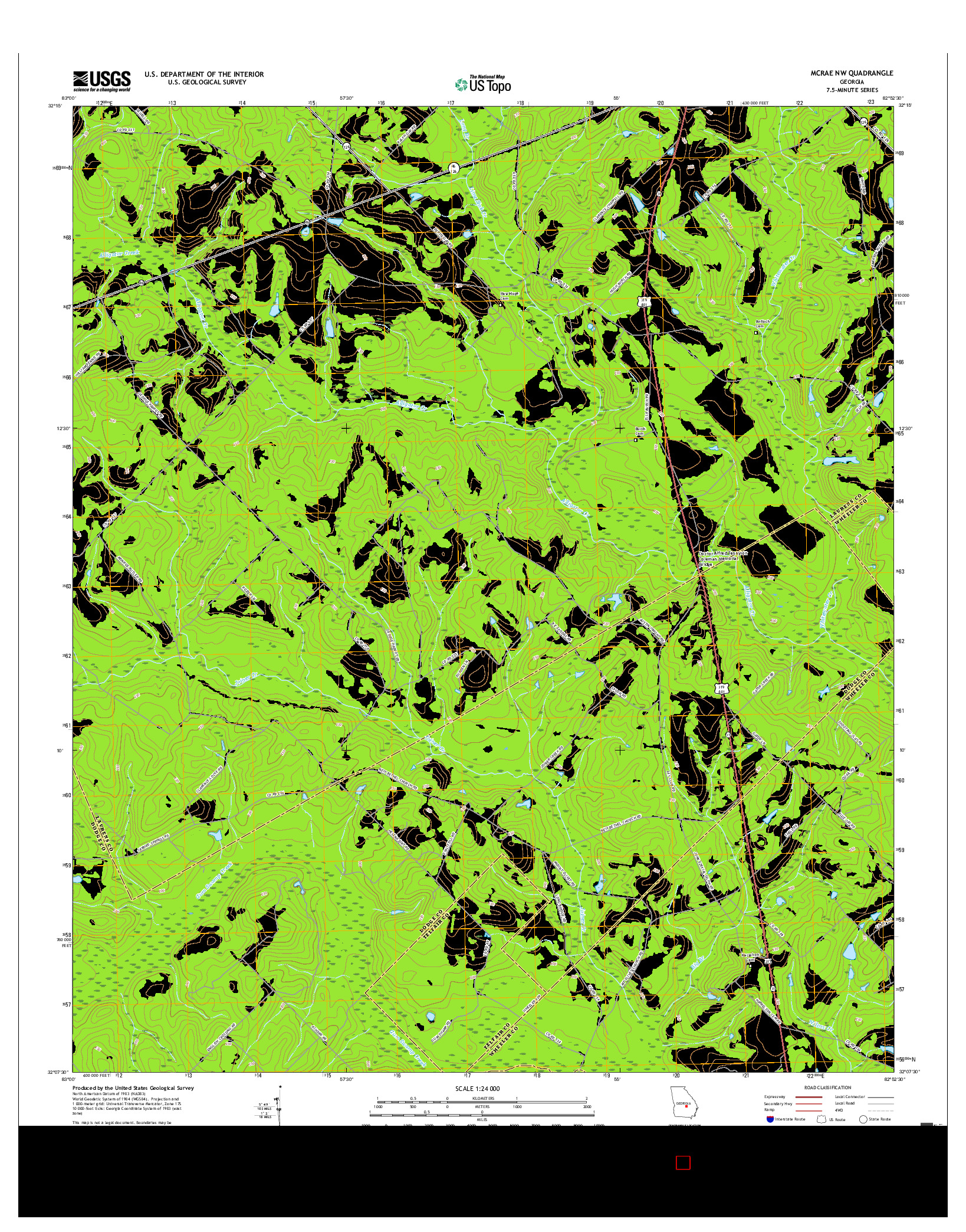 USGS US TOPO 7.5-MINUTE MAP FOR MCRAE NW, GA 2017