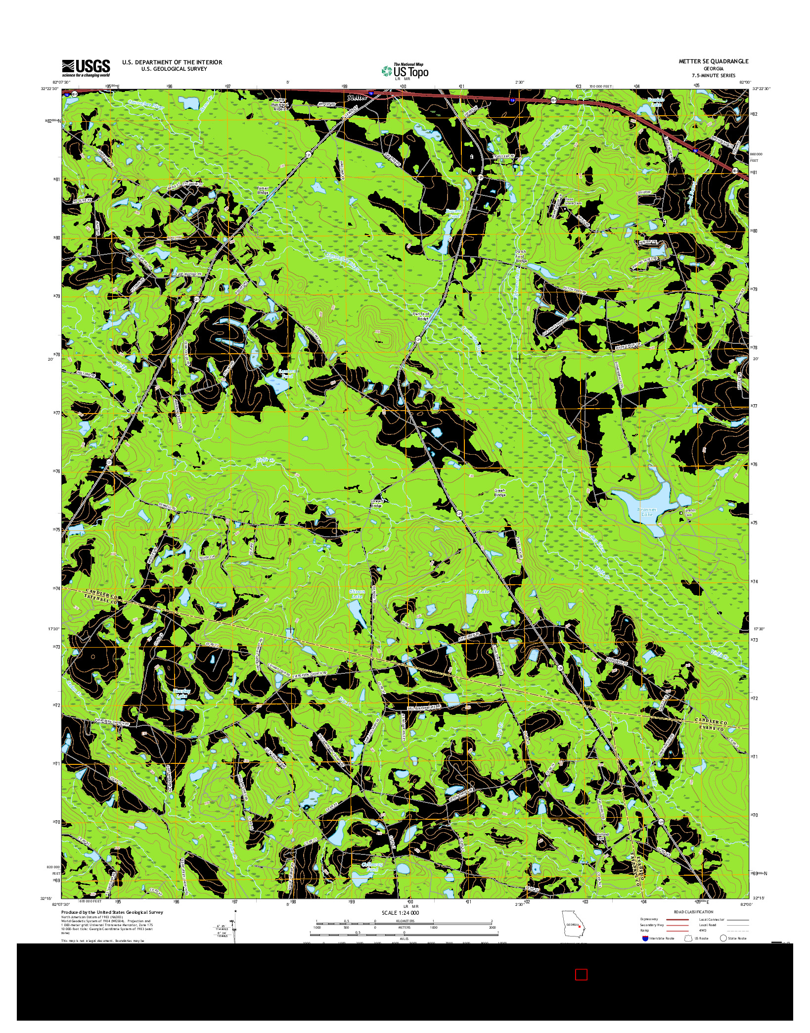 USGS US TOPO 7.5-MINUTE MAP FOR METTER SE, GA 2017