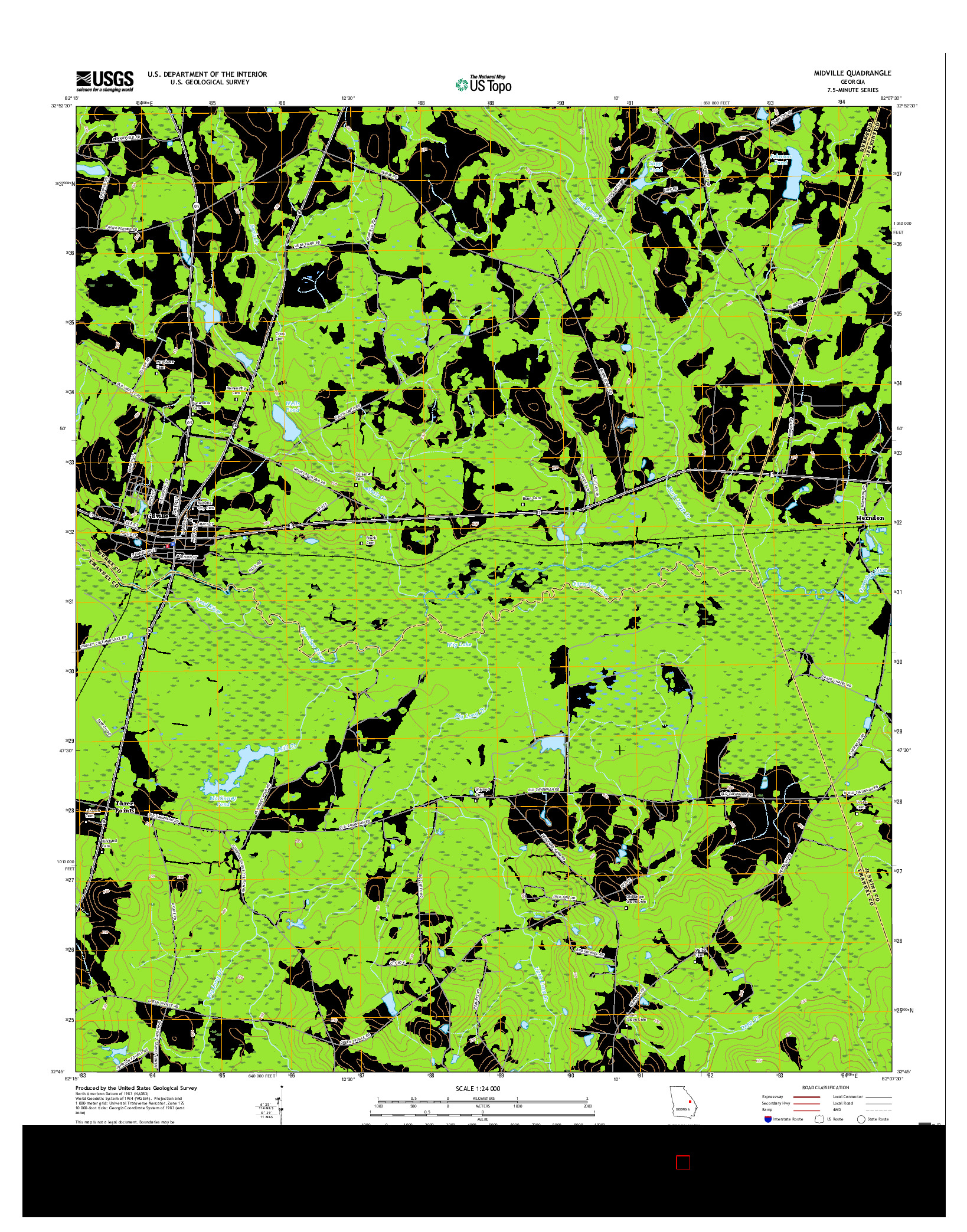 USGS US TOPO 7.5-MINUTE MAP FOR MIDVILLE, GA 2017